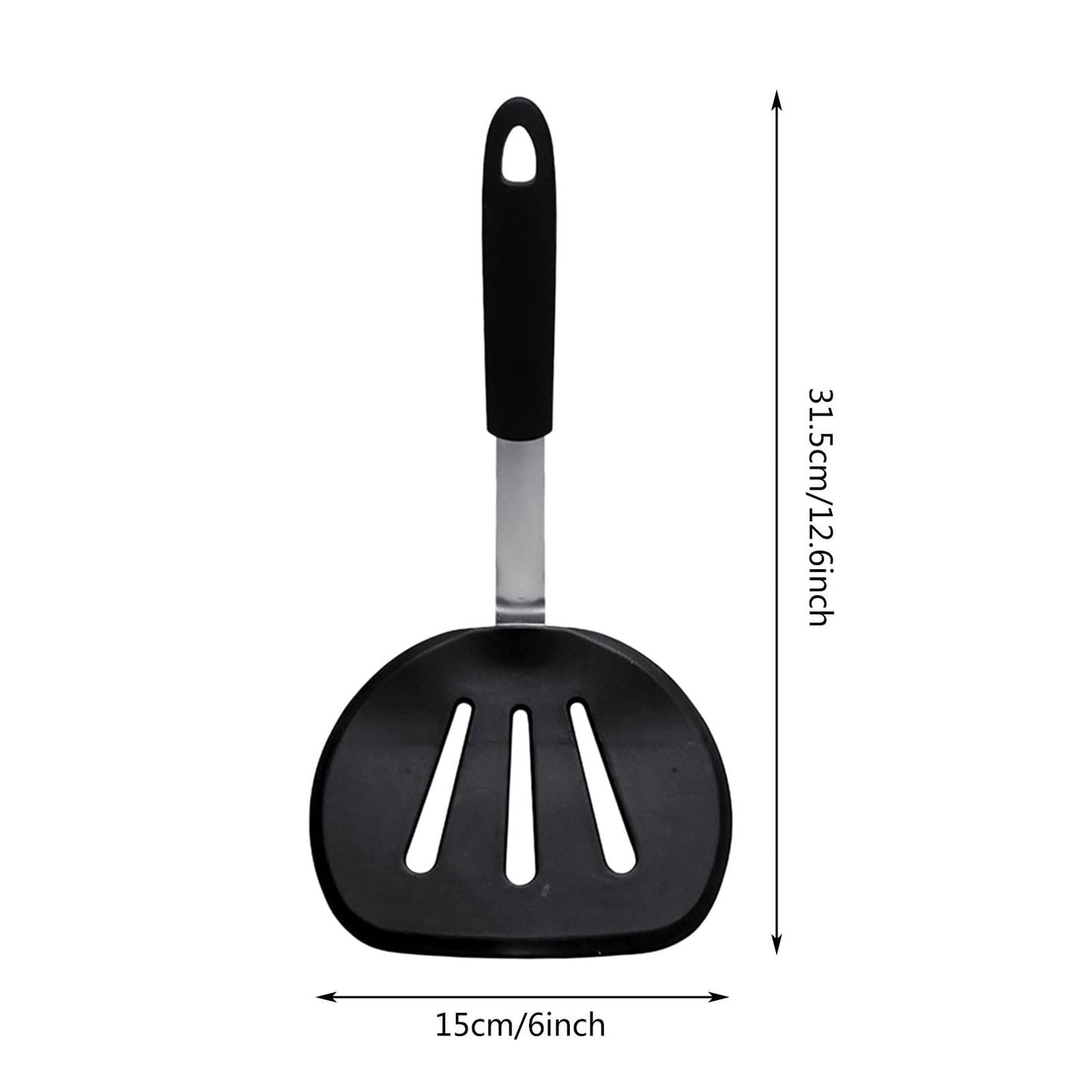 Silicone Spatula, Silicone Pancake Turner, Good Grips Perfect Pancake Flipper and Egg Turner, Heavy Duty Heat Resistant Rubber Spatula Wide for Large Food, 1 Pack, 6.0x12.6 6.0" x 12.6" Black