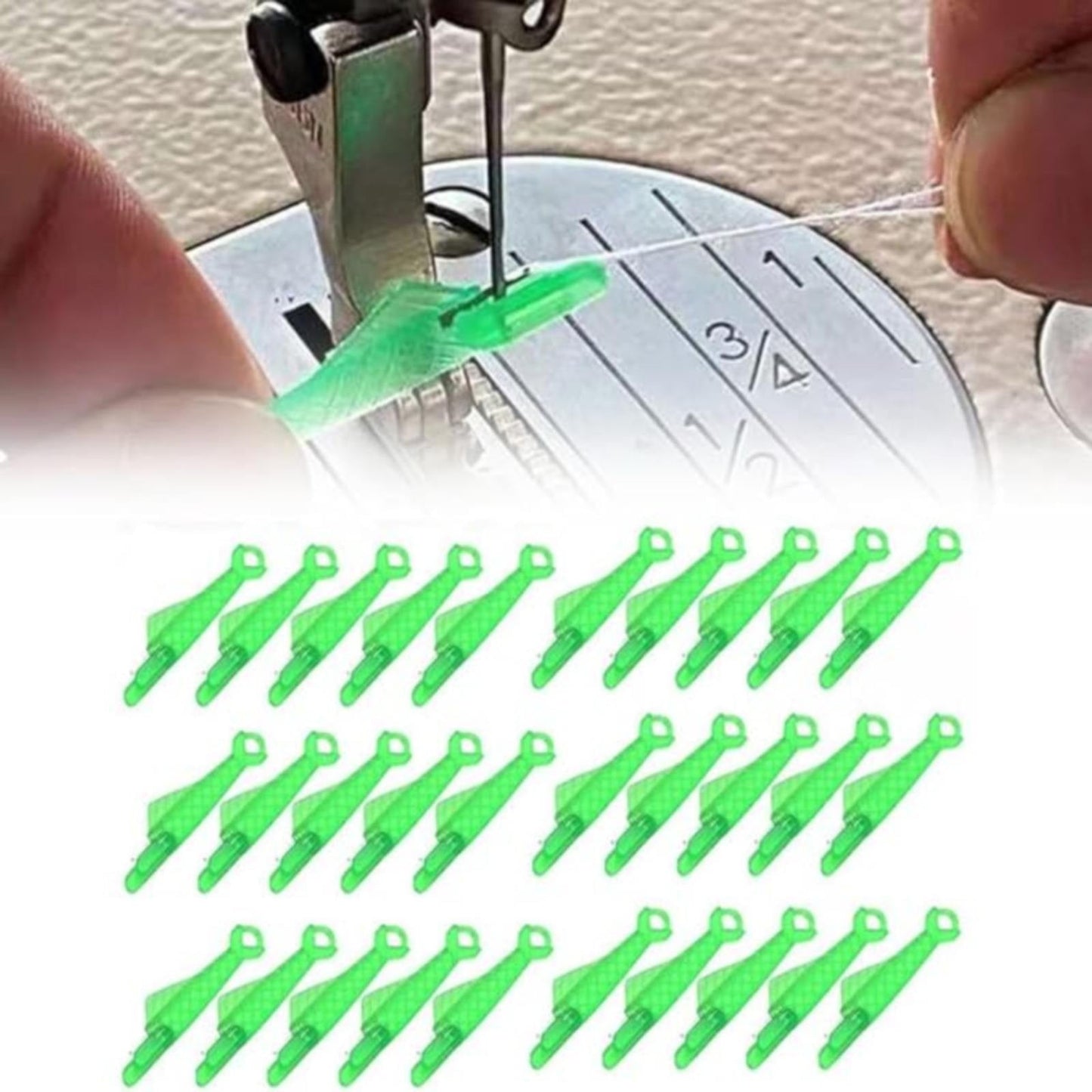 Fish Mouth Sewing Machine Needle Threader Upgraded Automatic Sewing Needle Threader,Simple Needle Threader Tool,Quick Sewing Machine Cycle Simple Needle Threader Tool(5 pcs-HotPink) 30 pcs-Green