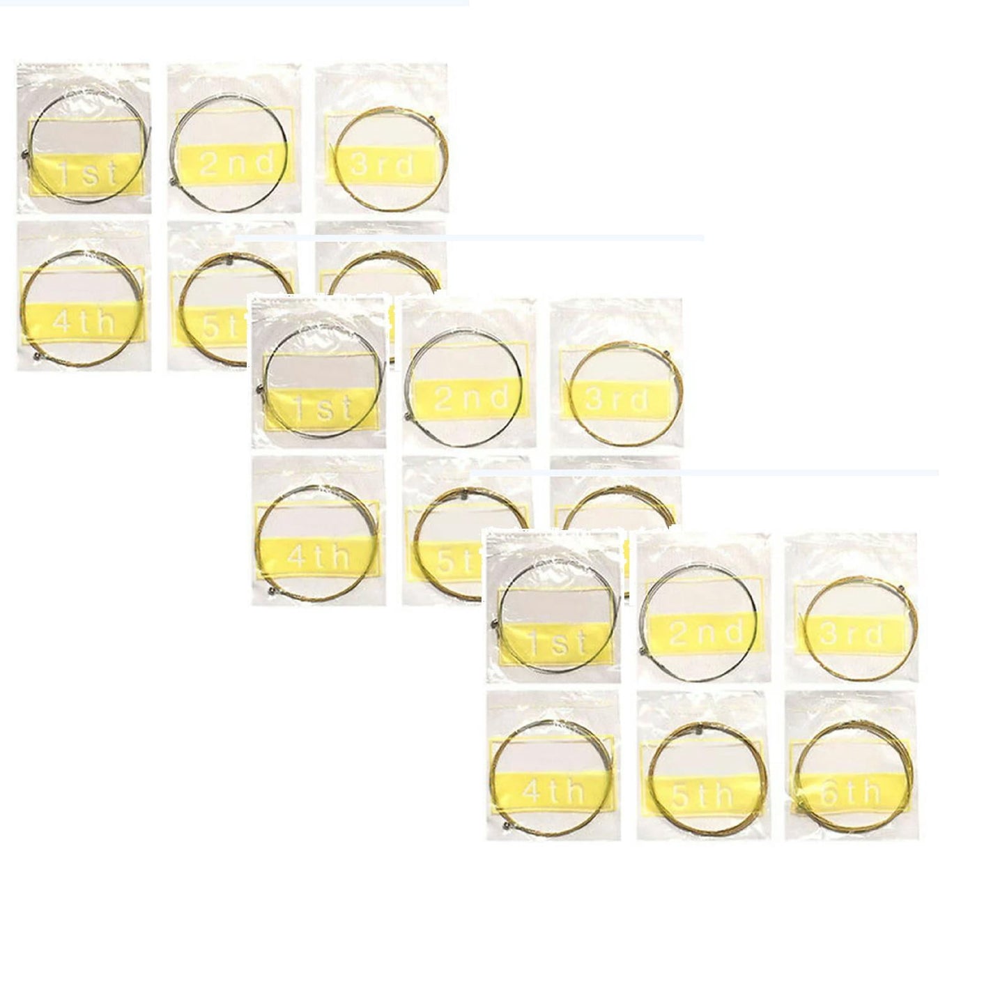 6-Pack Single Guitar Strings for Acoustic Guitars, Brass Guitar String E-1st to E-6th, Guitar Replacement Steel String, Bright and Well-Balanced Tone (High E) Light Tension Multisize Gold*12