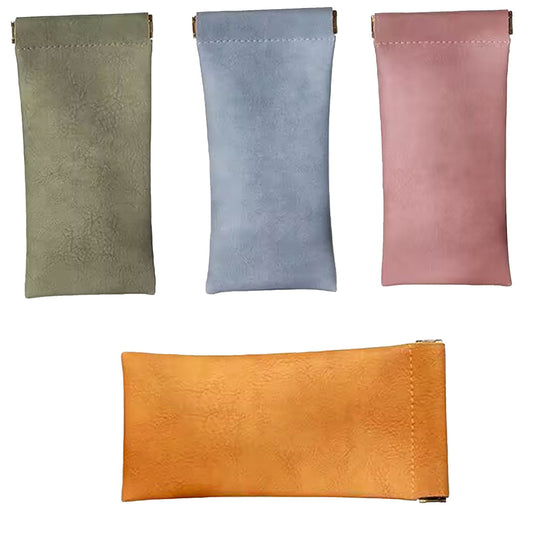 Glasses Case, Soft Eyeglass Case, Portable Squeeze Top Leather Glasses Case, Anti-Scratch Eyeglass Case For Women Men (Orange/1 Pcs) 3.14x6.88 3.14" x 6.88" Orange/1 Pcs