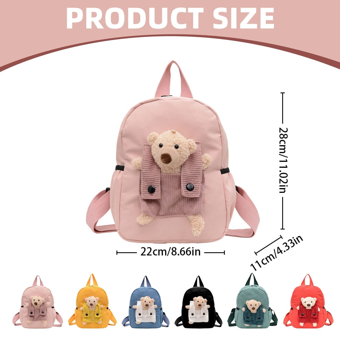 1 Pcs Travel Backpack,Cute Custom BookBag with Detachable Bear,Travel Backapck for Women/Men Casual Laptop Bookbag,Large Capacity Backpack for Birthday Gift,Christmas Gift,8.6x11 in(Green) Red