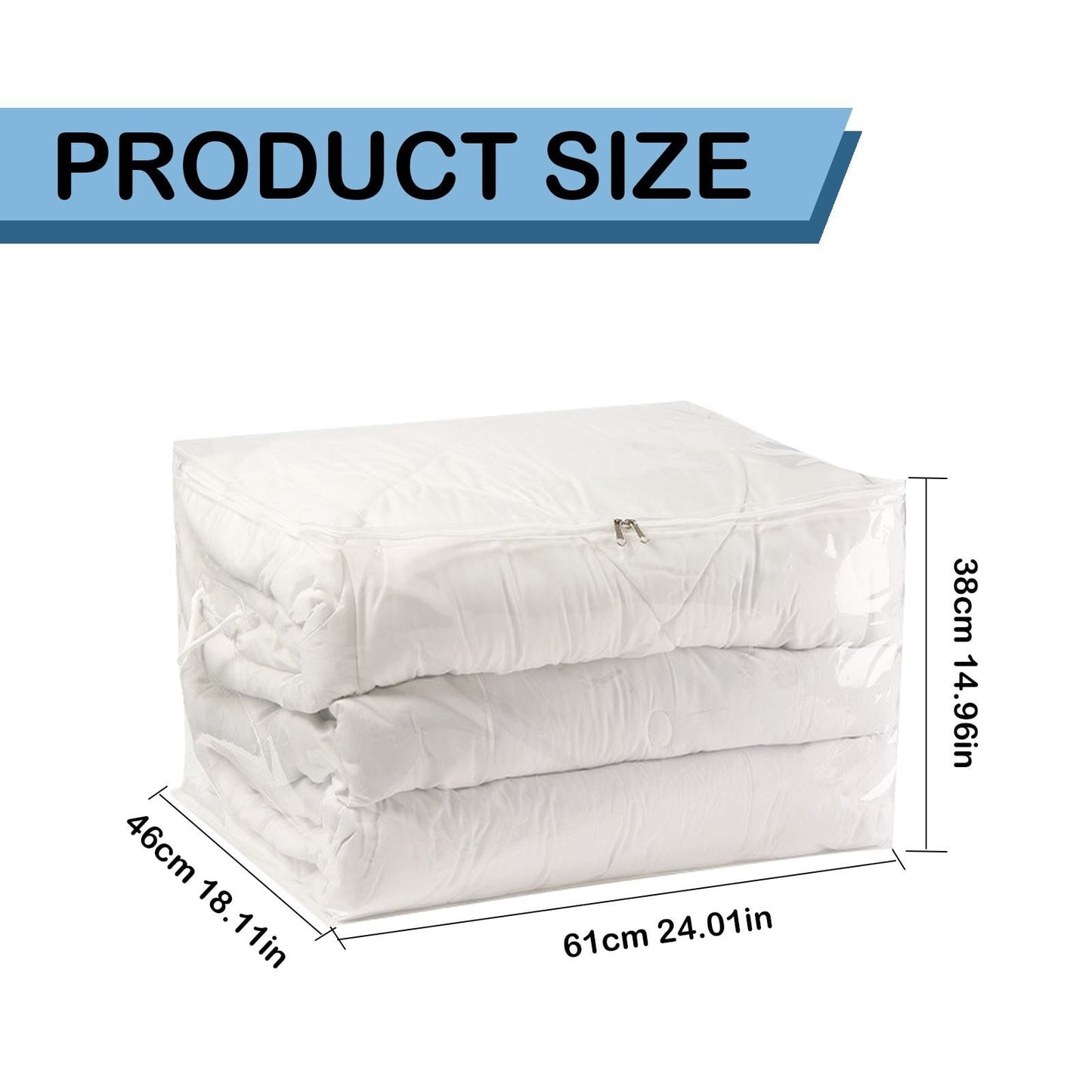 1 Pack Clear Vinyl Zippered Storage Bags, 40L Plastic Blanket Storage Bag, Vinyl Foldable Moving Bags with Zipper, Closet Organizers and Storage Containers for Bedding, Duvet, Comforter(CL4) CL4