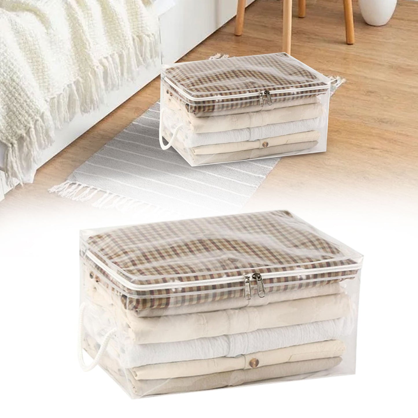 1 Pack Clear Vinyl Zippered Storage Bags, 40L Plastic Blanket Storage Bag, Vinyl Foldable Moving Bags with Zipper, Closet Organizers and Storage Containers for Bedding, Duvet, Comforter(CL4) CL4