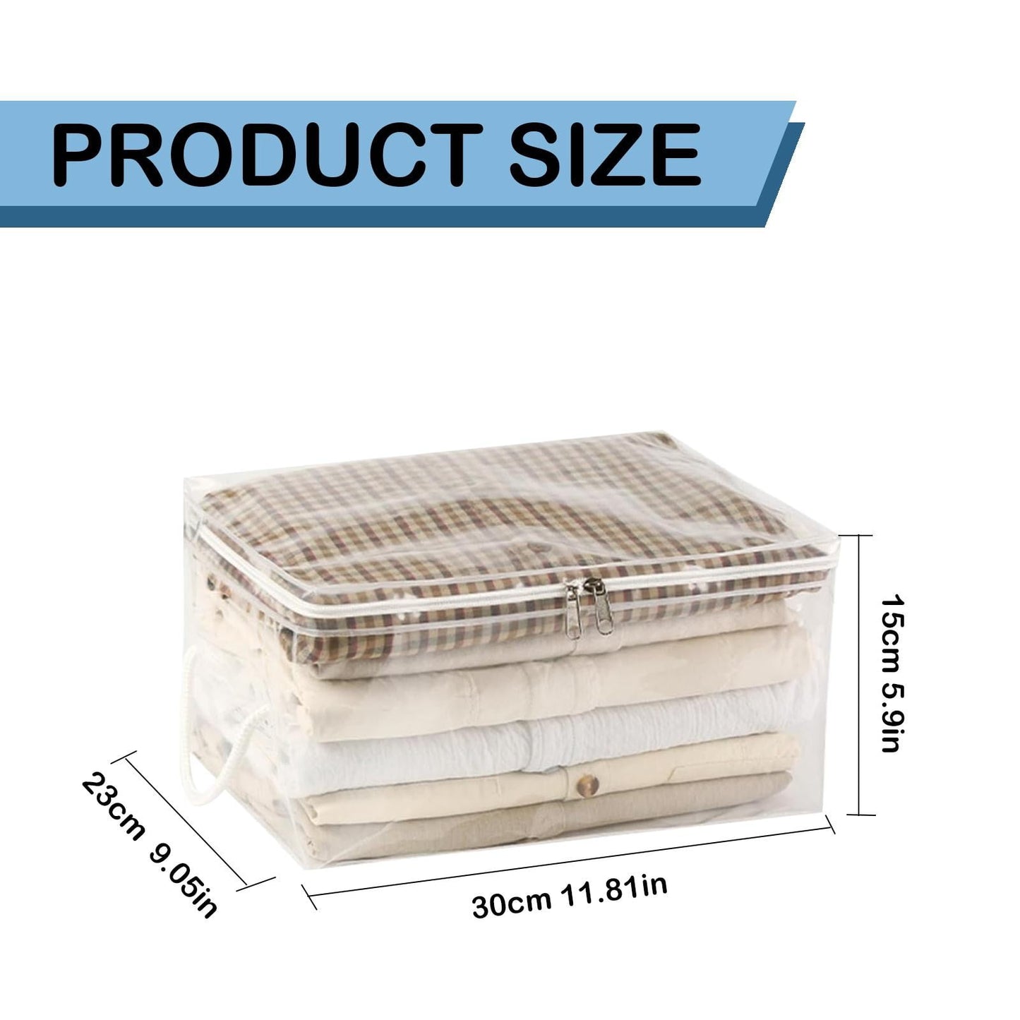 1 Pack Clear Vinyl Zippered Storage Bags, 40L Plastic Blanket Storage Bag, Vinyl Foldable Moving Bags with Zipper, Closet Organizers and Storage Containers for Bedding, Duvet, Comforter(CL4) CL4