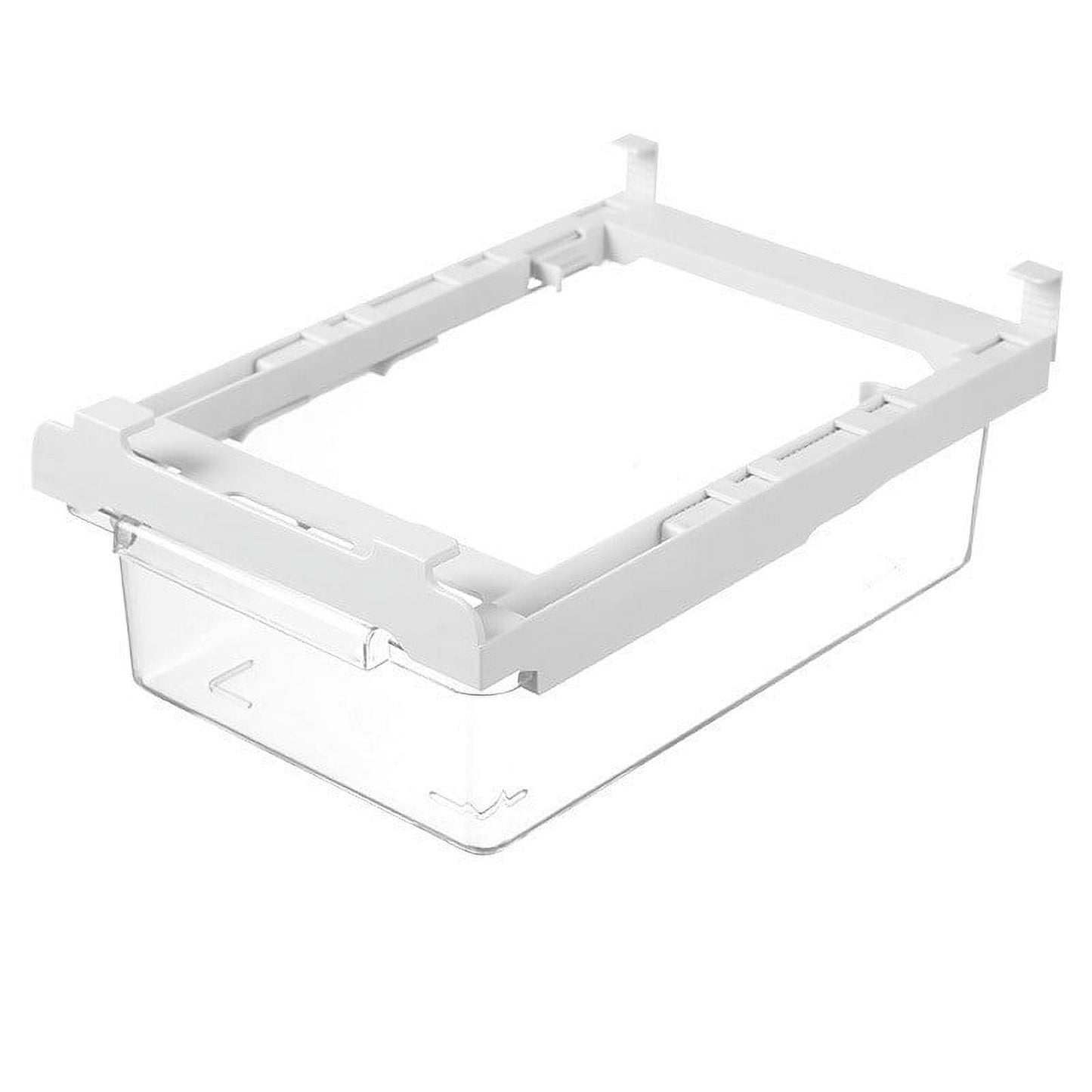 Refrigerator Pull Out Bin,Snap On Drawer Fridge Mate,Fridge Storage Box/Drawers/Rack, Refrigerator Bin Home Organizer for Fridge Shelf Thickness Under 0.6