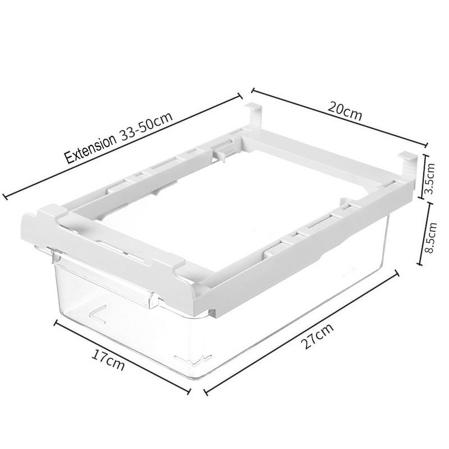 Refrigerator Pull Out Bin,Snap On Drawer Fridge Mate,Fridge Storage Box/Drawers/Rack, Refrigerator Bin Home Organizer for Fridge Shelf Thickness Under 0.6