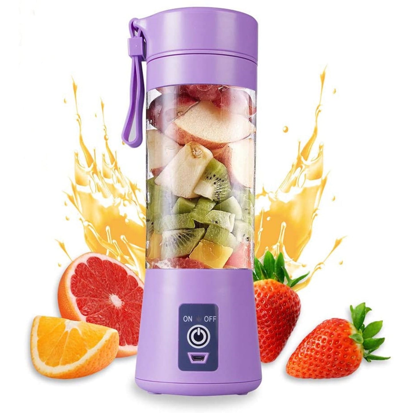 Cordless Portable Personal Size Blender - Mini Blender Make Smoothies and Shakes, 380Ml BPA Free Travel Cup, Powerful Blending Suit in Office/Home/Gym Purple