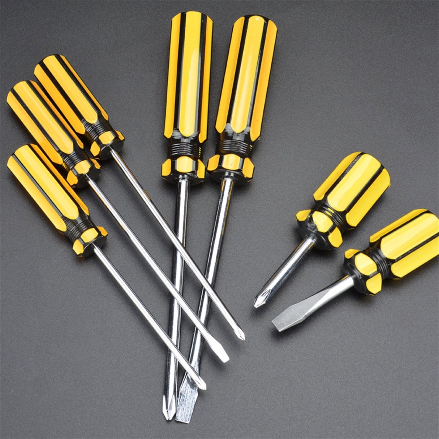Metric Steel Flathead Screwdriver with PVC Handle,Single-Use Hardware Tool,3.3" Durable Flat-Tip Screwdriver for Tightening Loosening Flathead Screws,Workshop Garage Hardware Tools Cross