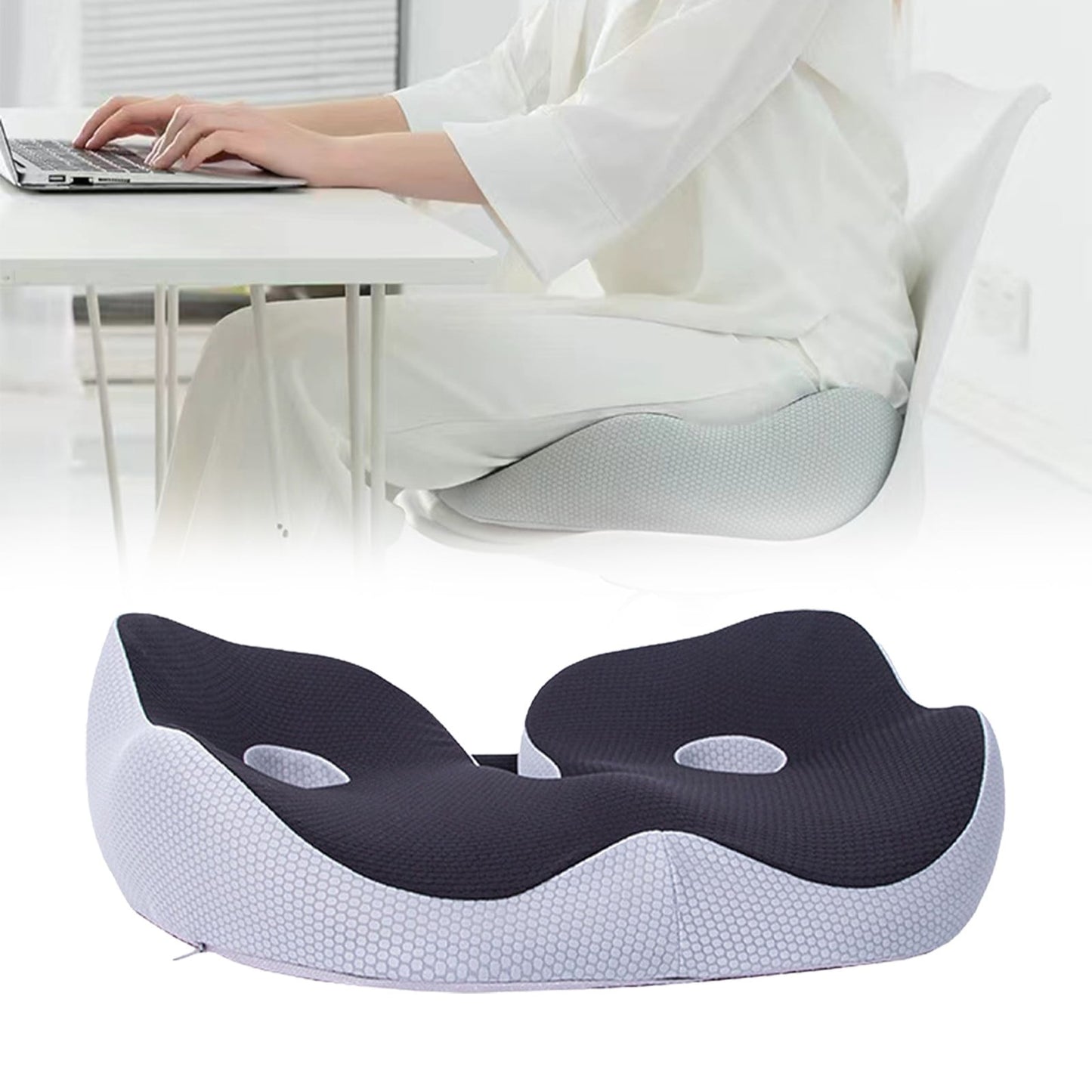Seat Cushion, Seat Cushion for Sit Bone and Back Pain Relief, Butt, Tailbone, Hip, Hamstring, Posture Support, Memory Foam Comfort Ischial Tuberosity Pillow (Black) 15.4x18.9x5.5 15.4" x 18.9" x 5.5" Black