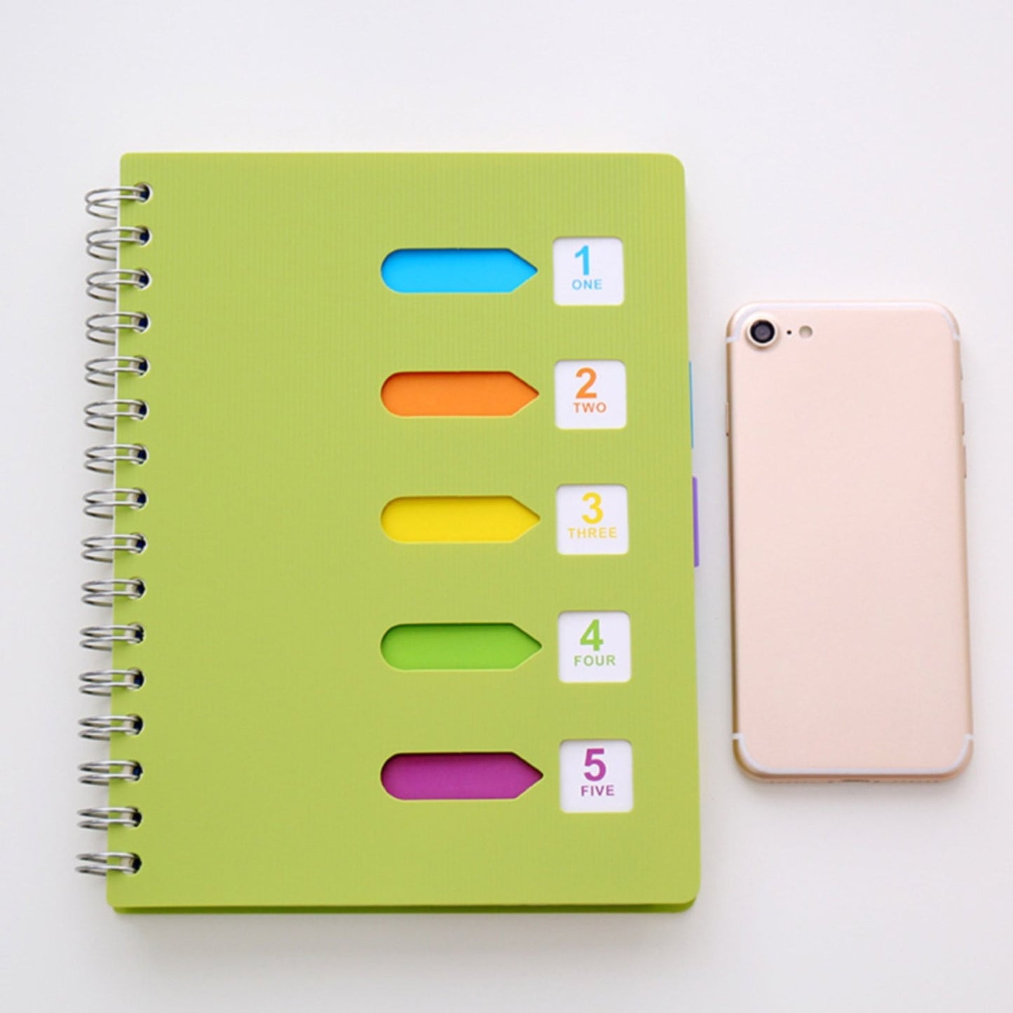 5 Subject Notebook College Ruled,Small Spiral Notebook 5x7 with Removable Divider Tabs, Lined Spiral Notebook for Women,220 Pages A5 Spiral Notebooks for Note Taking Blue
