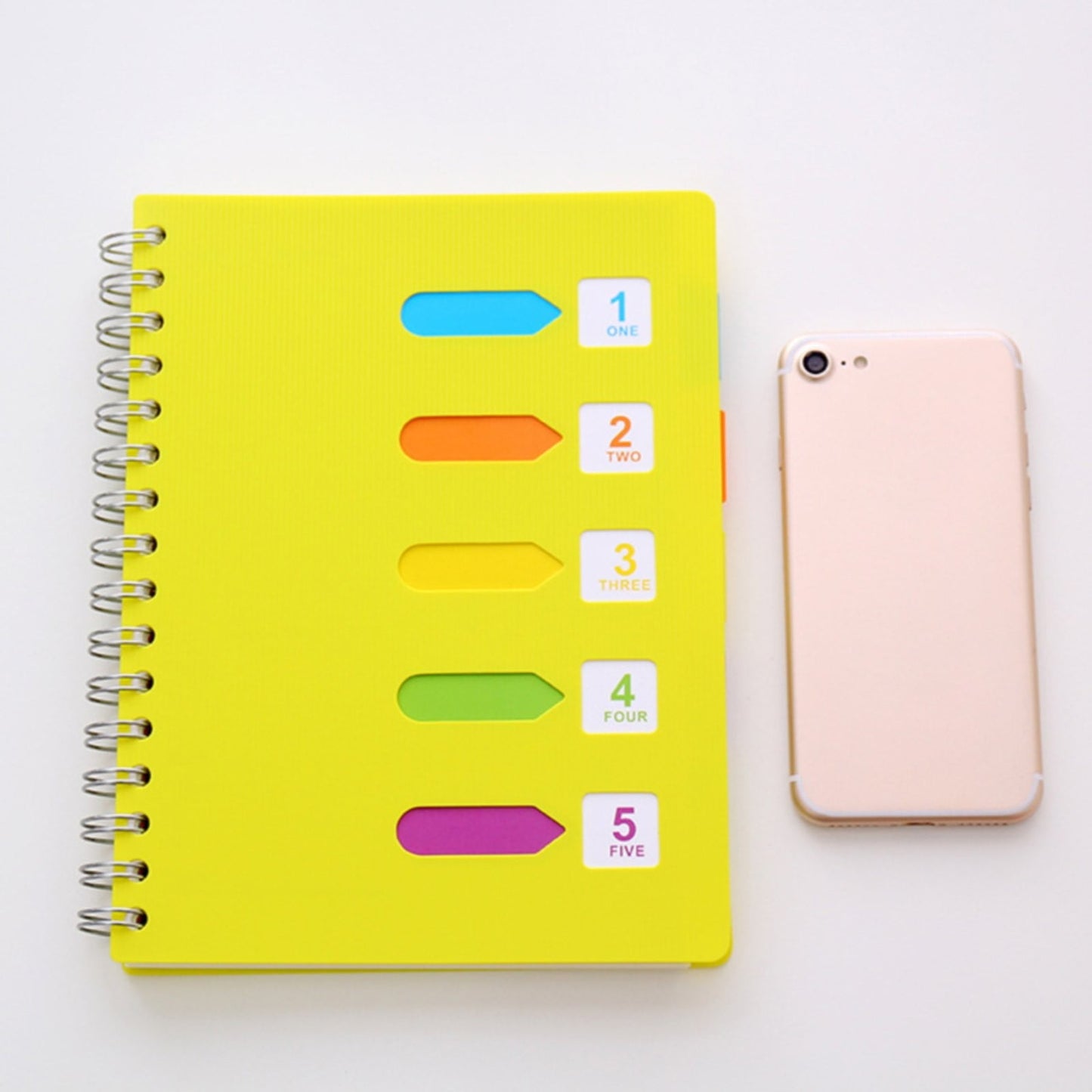 5 Subject Notebook College Ruled,Small Spiral Notebook 5x7 with Removable Divider Tabs, Lined Spiral Notebook for Women,220 Pages A5 Spiral Notebooks for Note Taking,Blue Hot Pink