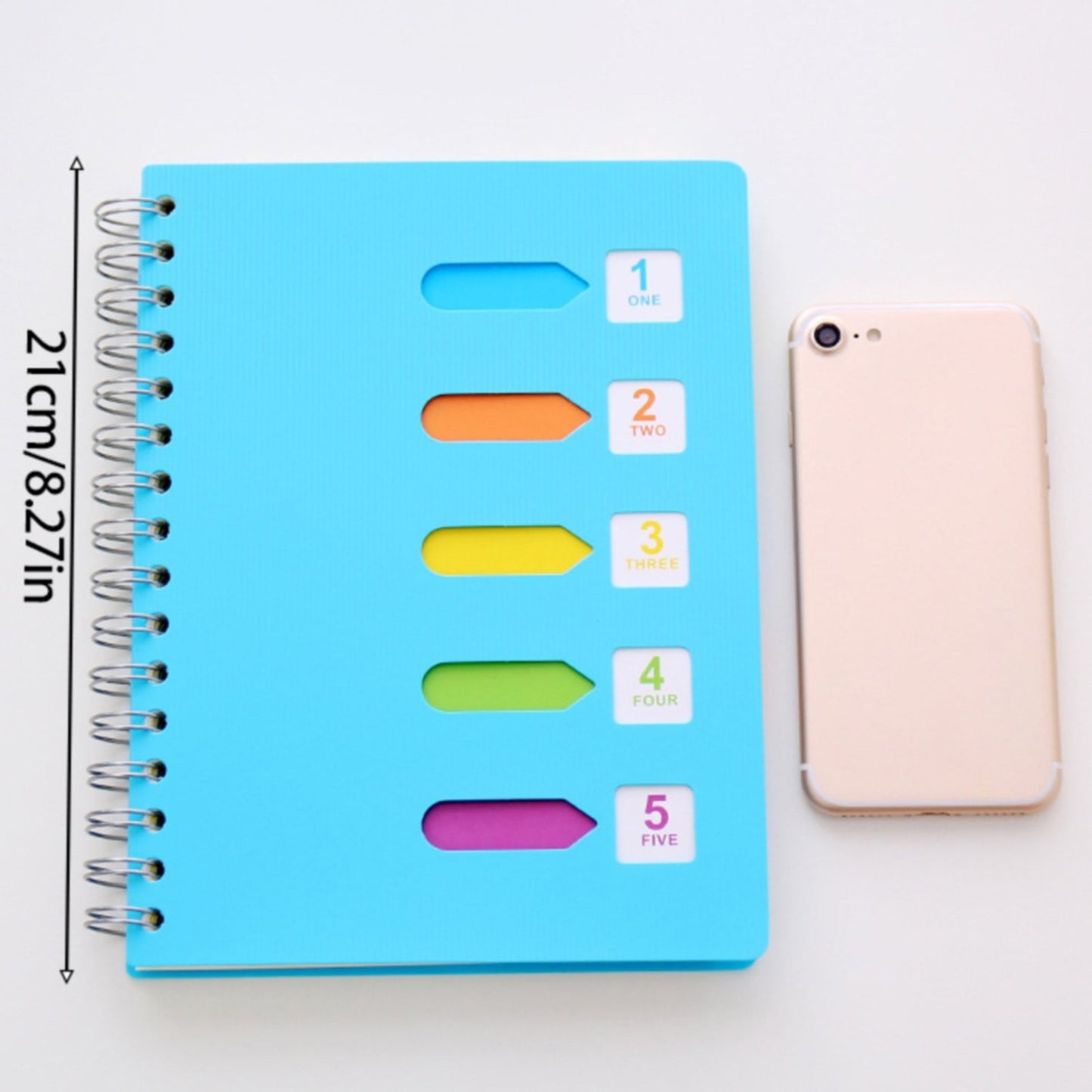 5 Subject Notebook College Ruled,Small Spiral Notebook 5x7 with Removable Divider Tabs, Lined Spiral Notebook for Women,220 Pages A5 Spiral Notebooks for Note Taking,Blue Light Green