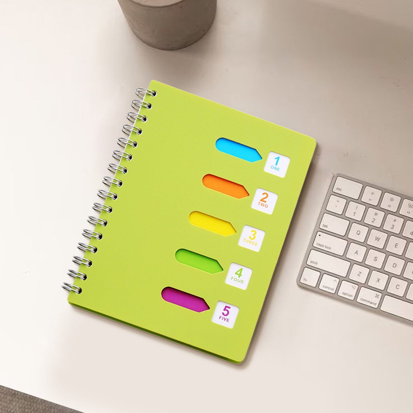 5 Subject Notebook College Ruled,Small Spiral Notebook 5x7 with Removable Divider Tabs, Lined Spiral Notebook for Women,220 Pages A5 Spiral Notebooks for Note Taking,Blue Light Green