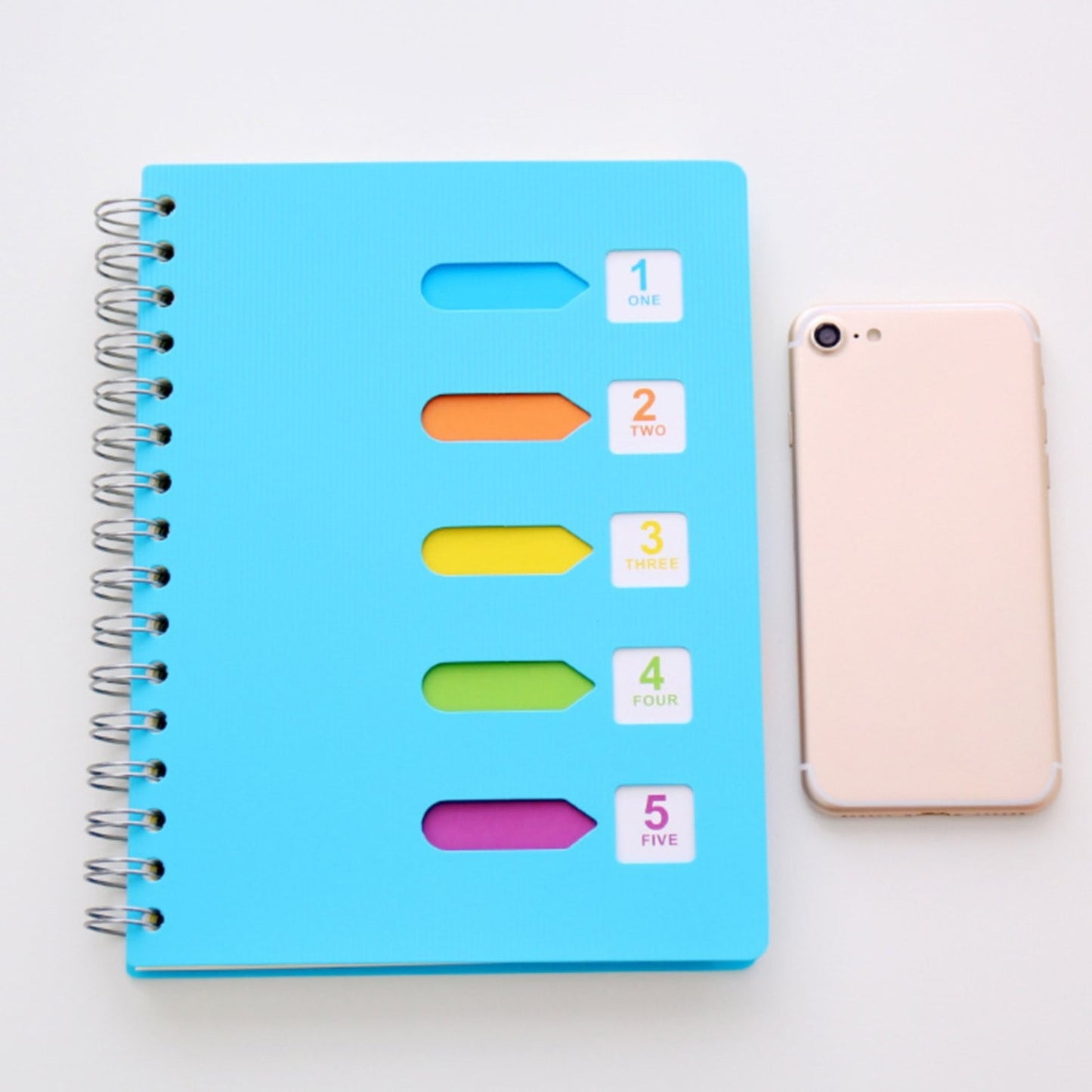 5 Subject Notebook College Ruled,Small Spiral Notebook 5x7 with Removable Divider Tabs, Lined Spiral Notebook for Women,220 Pages A5 Spiral Notebooks for Note Taking,Blue Yellow