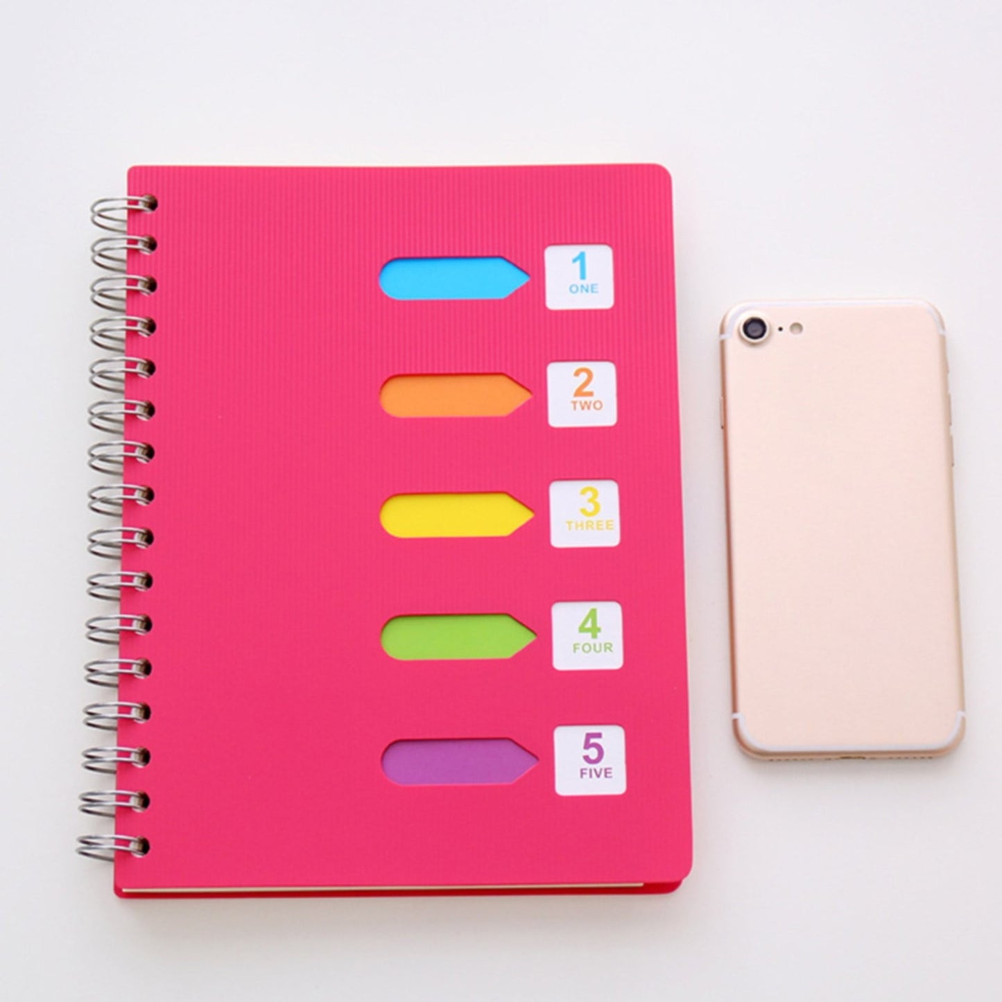 5 Subject Notebook College Ruled,Small Spiral Notebook 5x7 with Removable Divider Tabs, Lined Spiral Notebook for Women,220 Pages A5 Spiral Notebooks for Note Taking,Blue Yellow
