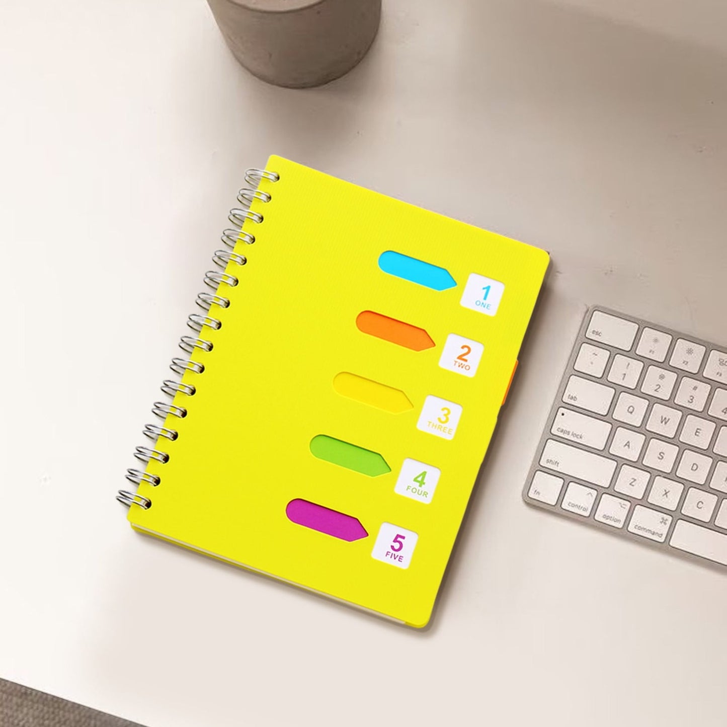 5 Subject Notebook College Ruled,Small Spiral Notebook 5x7 with Removable Divider Tabs, Lined Spiral Notebook for Women,220 Pages A5 Spiral Notebooks for Note Taking,Blue Yellow