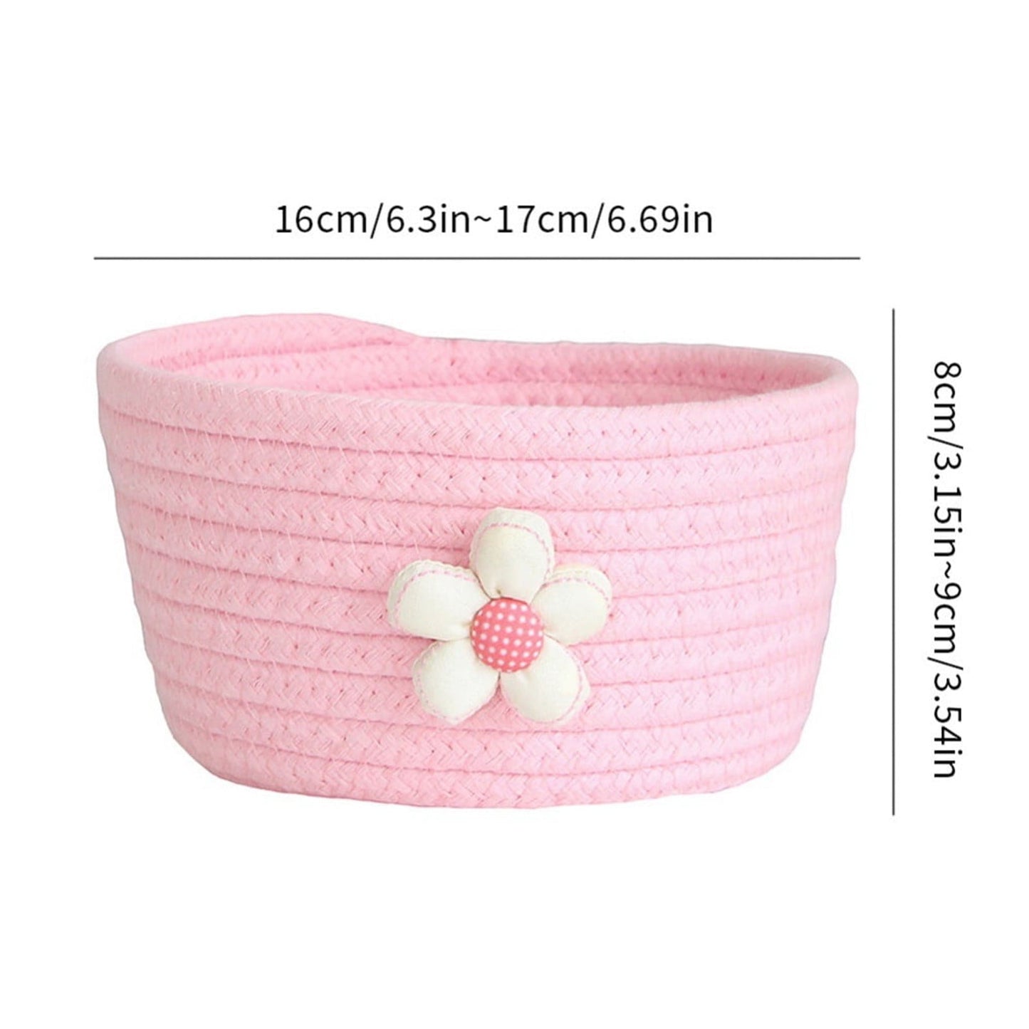 Small Woven Storage Baskets ,Cotton Rope Woven Rattan Baskets,Shelf Toy Basket,Closet Organizer Bins,Small Storage Baskets for OrganizingShallow Basket,Tiny Oval Shallow Baskets,6.3x3.15" White