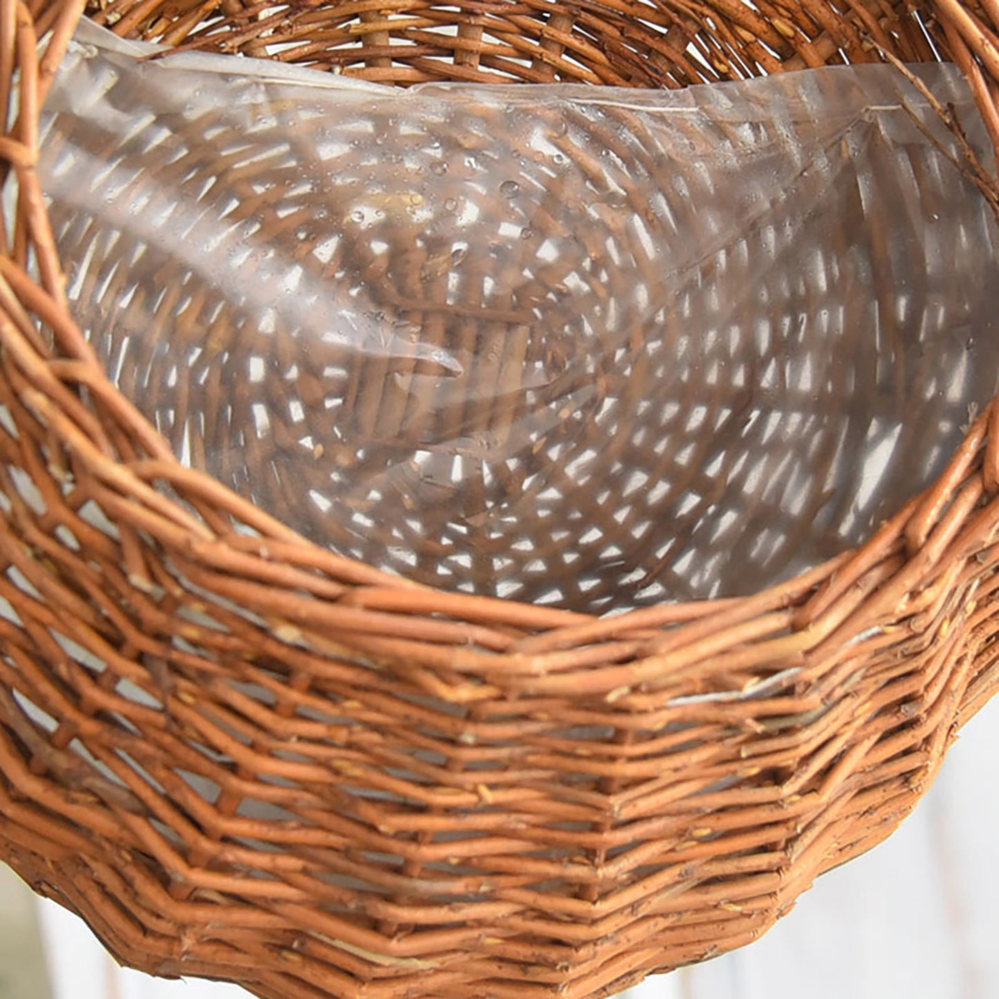 Wicker Storage Basket with Handles,Wall Pot Hanging Basket Storage Small Wicker Basket, Woven Handmade Basket Basket Flower Patio & Garden,Handwoven Craft,Leak Proof Lining,6.3x8.27' Beige