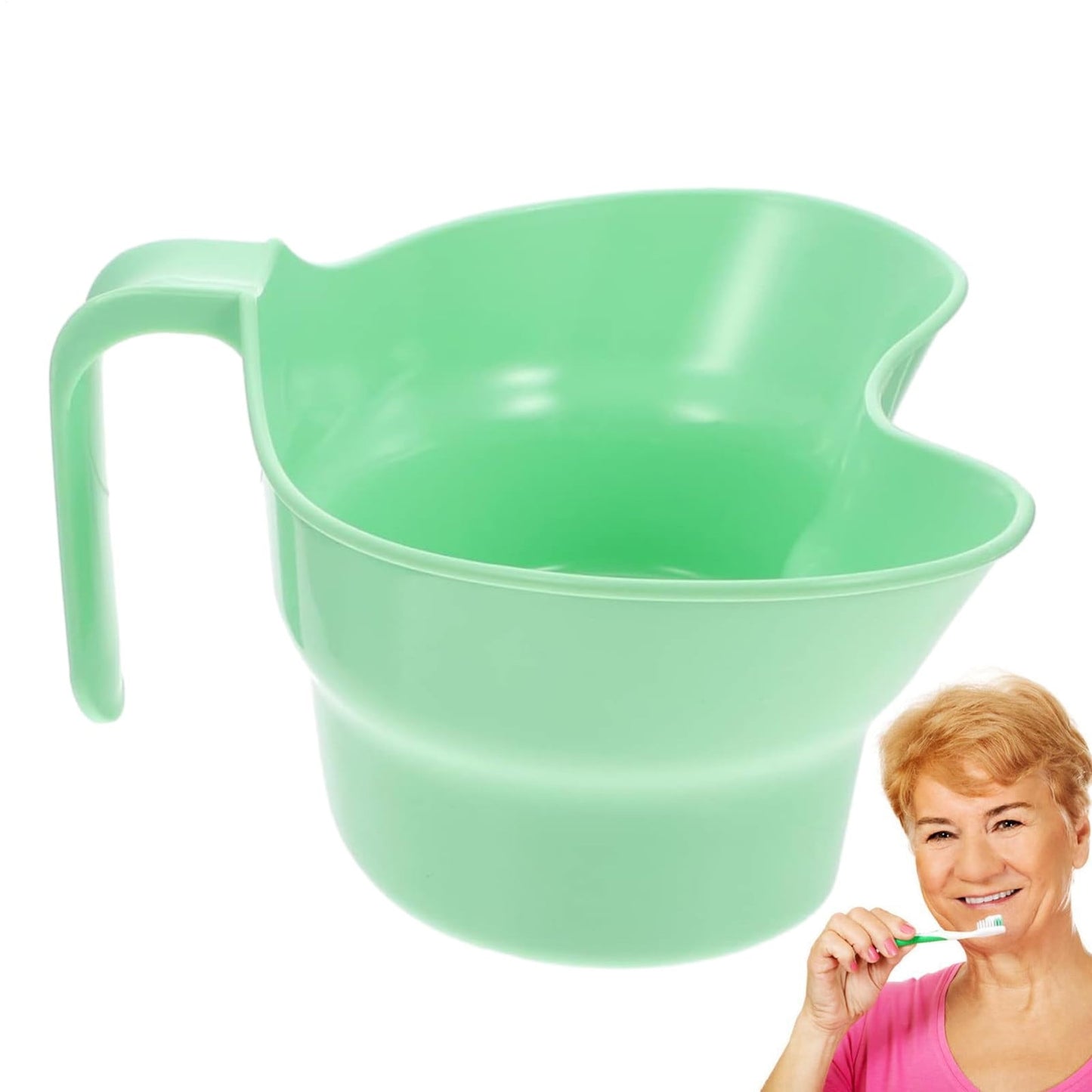 Plastic Basin Emesis Basin, 900ml Spit Cup, Plastic Bowl, Large Opening Puke Bucket with Hanging Handle for Elderly Bedridden Patients and Teeth Cleaning