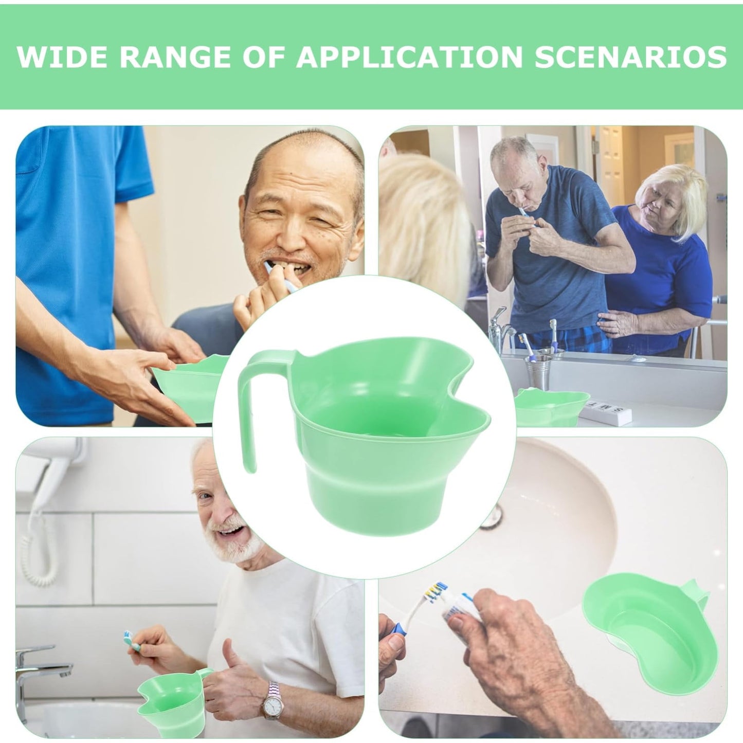 Plastic Basin Emesis Basin, 900ml Spit Cup, Plastic Bowl, Large Opening Puke Bucket with Hanging Handle for Elderly Bedridden Patients and Teeth Cleaning