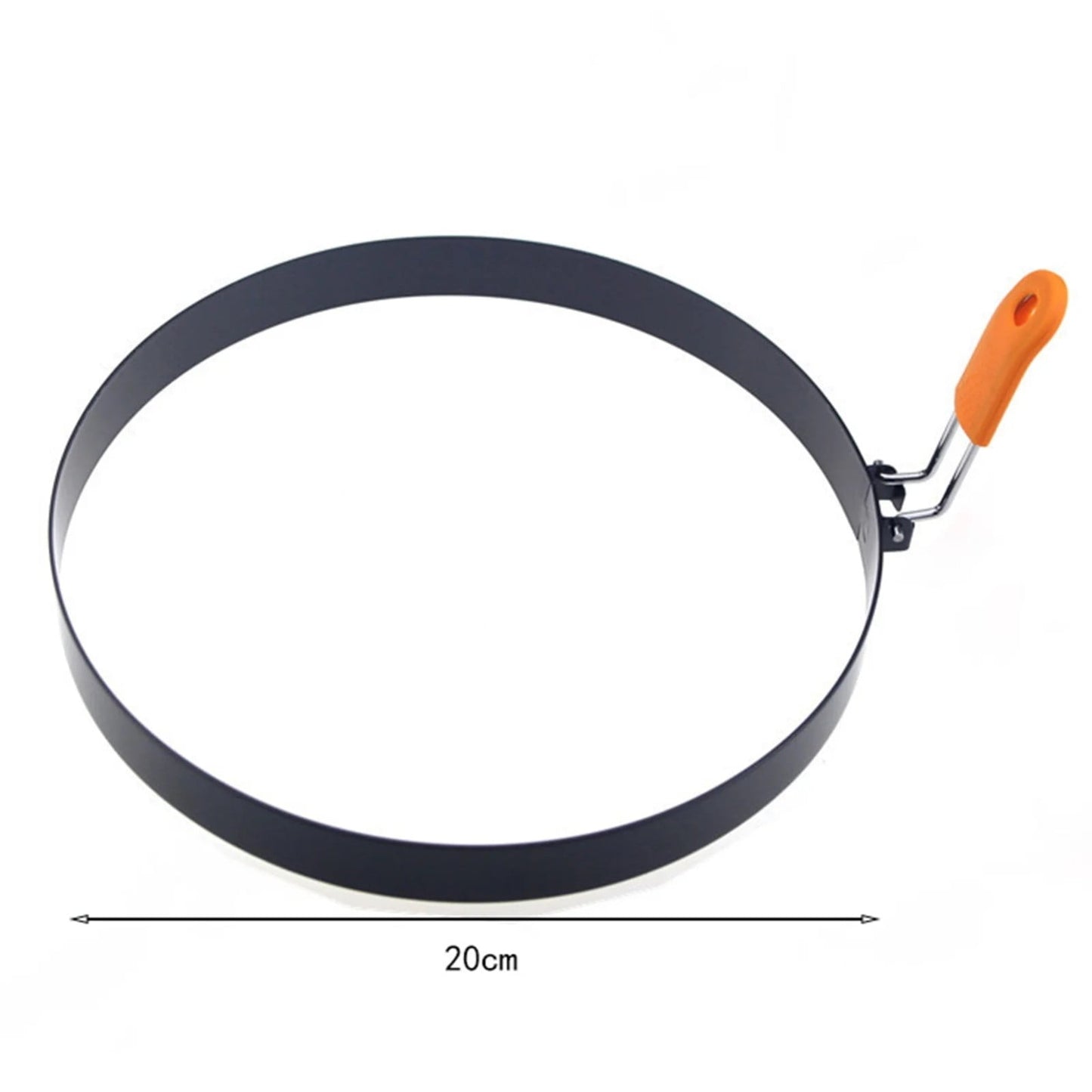 7.87" Omelette Ring for Griddle, Large Stainless Steel Griddle Omelet Rings, Non-Stick Pancake Egg Ring, Round Omelette Rings Omelet Mold, Muffin Mold Silicone Handle, 1 Pcs 7.87" Black