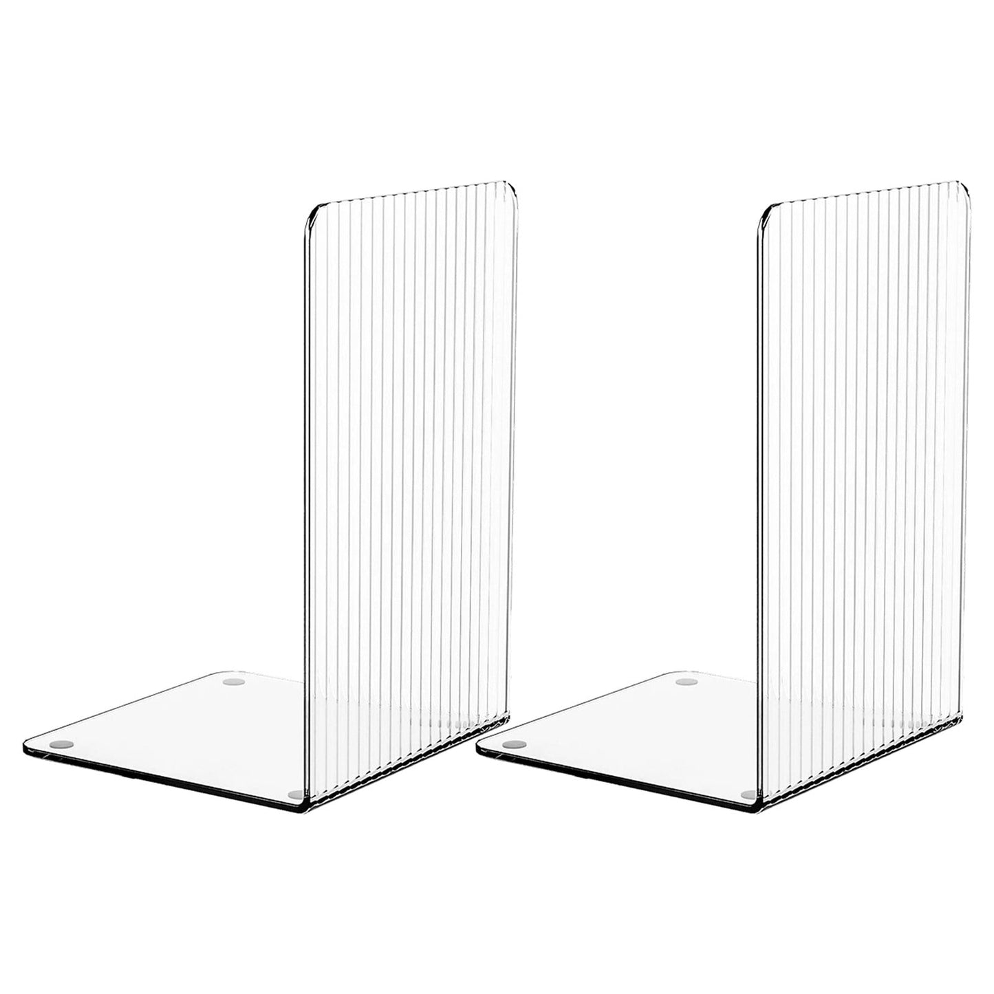 Non-Slip Bookends, Acrylic Book Ends for Shelves Clear Decorative Bookends Non-Skid Heavy Duty Bookend Book Holders/Stoppers (2 Pair/4 Pieces) 5x5x7.3 4.7x4.7x7.3" Clear