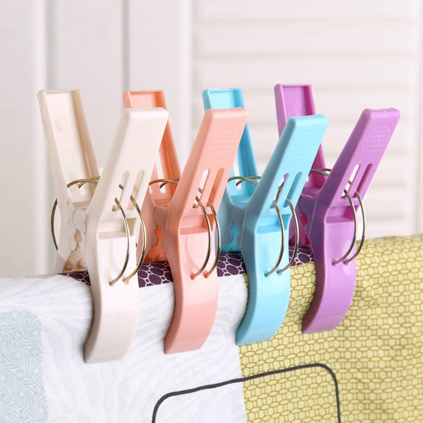 Beach Towel Clips, Colour Beach Clips, Towel Clips for Beach Chairs Cruise, Heavy Duty Clothes Pins-Keep Your Towel from Blowing Away, Beach Accessories for Vacation, Set of 4, 3.34x4.72 3.34" x 4.72" multicolor*4