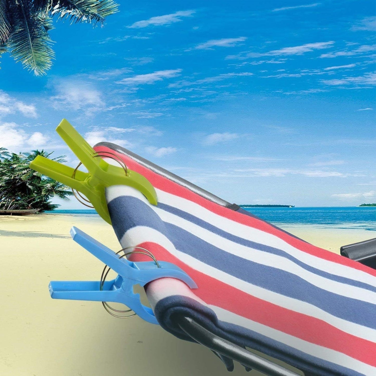 Beach Towel Clips, Colour Beach Clips, Towel Clips for Beach Chairs Cruise, Heavy Duty Clothes Pins-Keep Your Towel from Blowing Away, Beach Accessories for Vacation, Set of 4, 3.34x4.72 3.34" x 4.72" multicolor*4