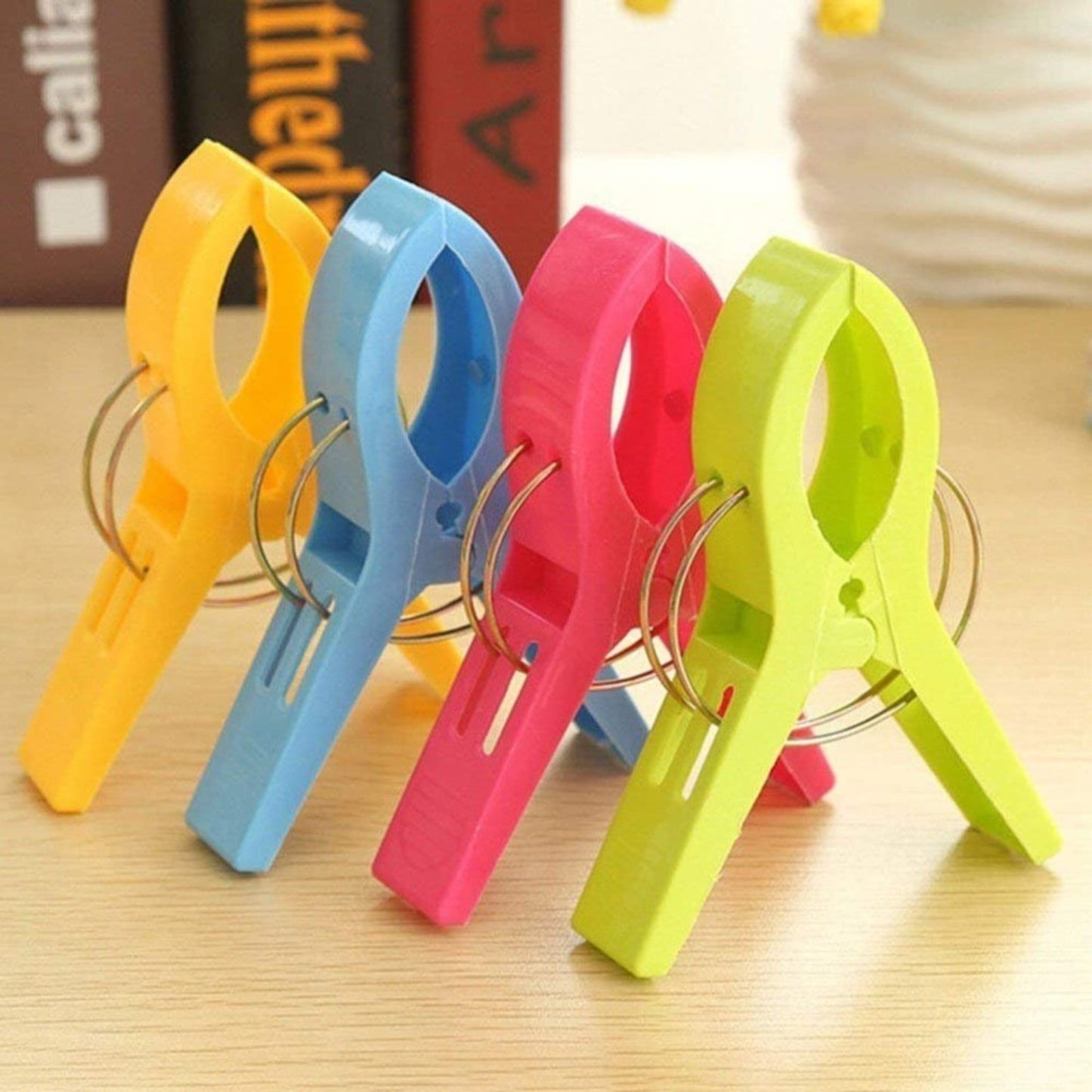 Beach Towel Clips, Colour Beach Clips, Towel Clips for Beach Chairs Cruise, Heavy Duty Clothes Pins-Keep Your Towel from Blowing Away, Beach Accessories for Vacation, Set of 4, 3.34x4.72 3.34" x 4.72" multicolor1*4