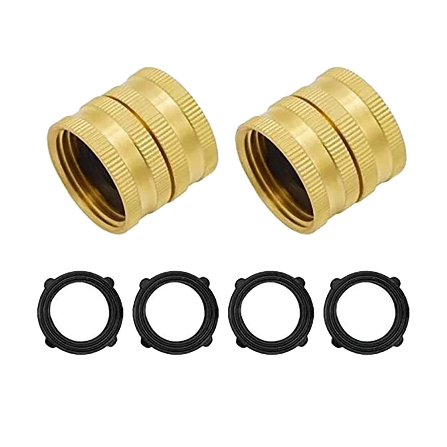 3/4" Garden Hose Connector, Heavy Duty Garden Hose Adapter with Dual Swivel for Male Hose to Male Hose, Double Female, 2 Pack, 1.1x1.0 1.1" x 1.0" Gold