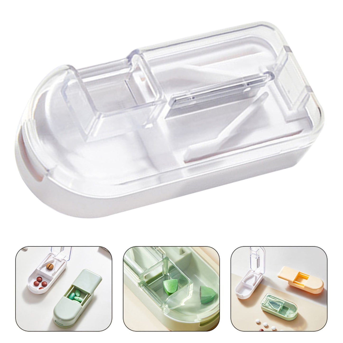 3-in-1 Pill Crusher and Pill Cutter with Storage Compartment for Tablets, Pill Grinder Fine Powder, Pill Cutter Splitter for Small or Large Pills, 1.57x2.36 3.23" x 1.46" x 0.98" Green