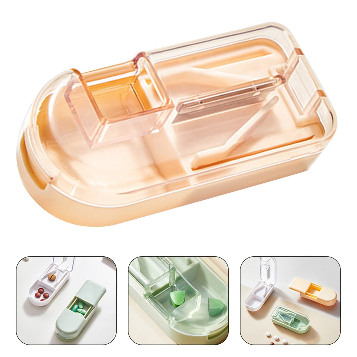 3-in-1 Pill Crusher and Pill Cutter with Storage Compartment for Tablets, Pill Grinder Fine Powder, Pill Cutter Splitter for Small or Large Pills, 1.57x2.36 3.23" x 1.46" x 0.98" Green