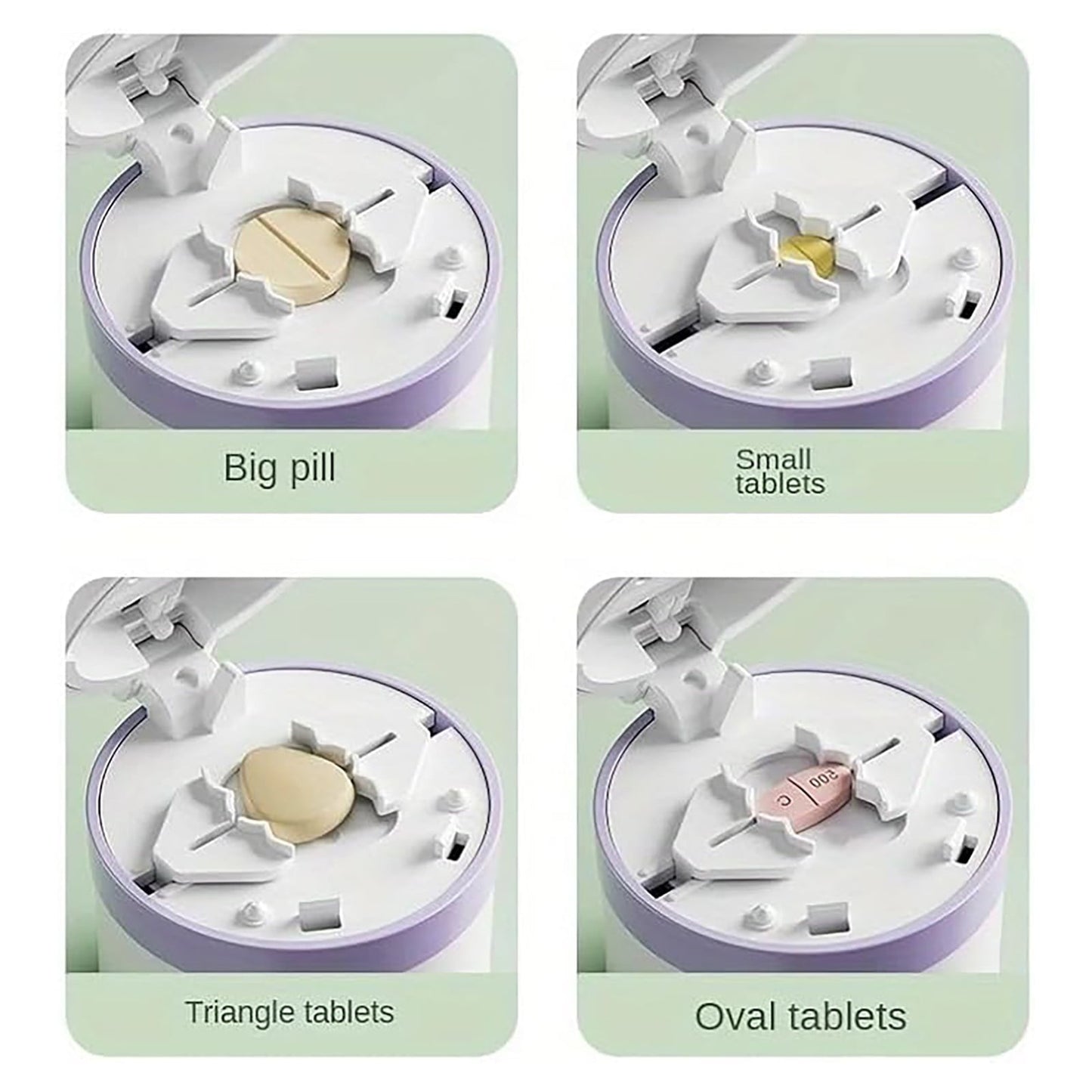 3-in-1 Pill Crusher and Pill Cutter with Storage Compartment for Tablets, Pill Grinder Fine Powder, Pill Cutter Splitter for Small or Large Pills, 1.57x2.36 2.0" x 3.2" Purple