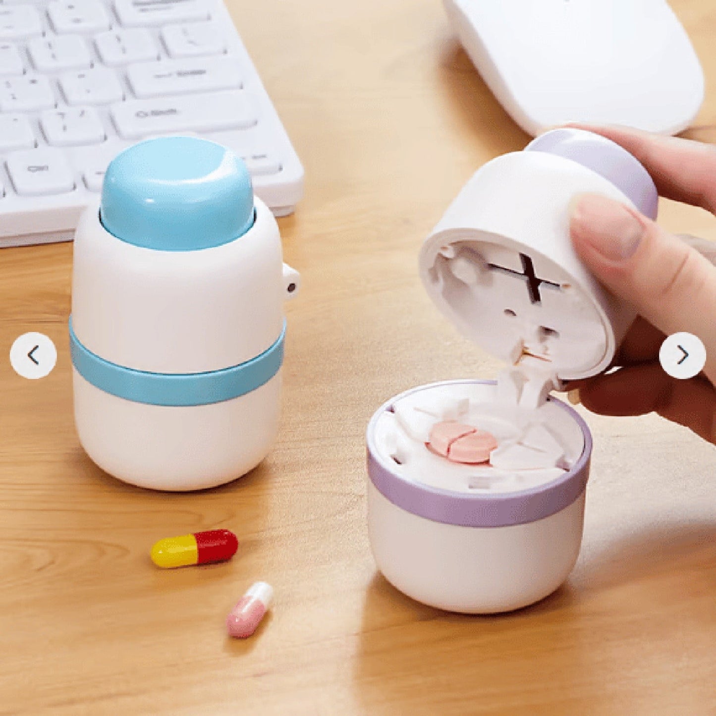 3-in-1 Pill Crusher and Pill Cutter with Storage Compartment for Tablets, Pill Grinder Fine Powder, Pill Cutter Splitter for Small or Large Pills, 1.57x2.36 2.0" x 3.2" Purple