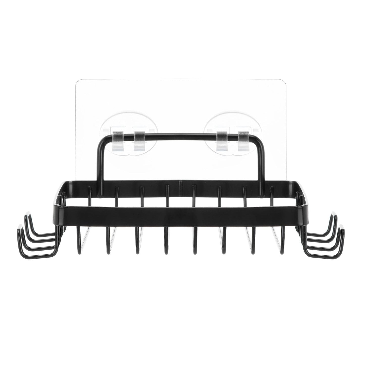 Shower Soap Holder with 4 Hooks, Stainless Steel Adhesive Soap Dish, Wall Mounted Draining Soap Holder for Shower, Bathroom, & Kitchen, Bar Soap Holder & Razor Hanger, 6.69x3.35x0.98 6.69" x 3.35" x 0.98" Black