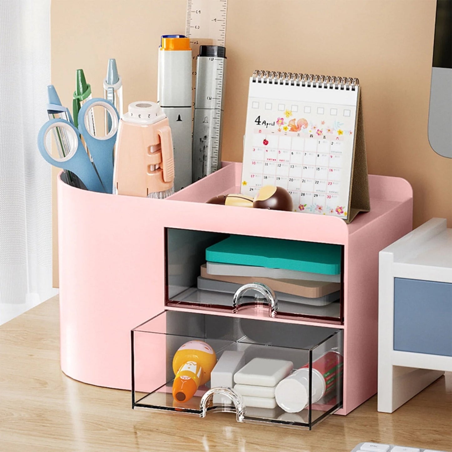 Rectangular Empty torage Box, Plastic Pencil Case, Clear Storage Container for Pencil,Crayon,Sticker,Cosmetics, 1 Pcs, 5.24x2.44x0.98 9.02" x 2.99" x 2.09" Pink