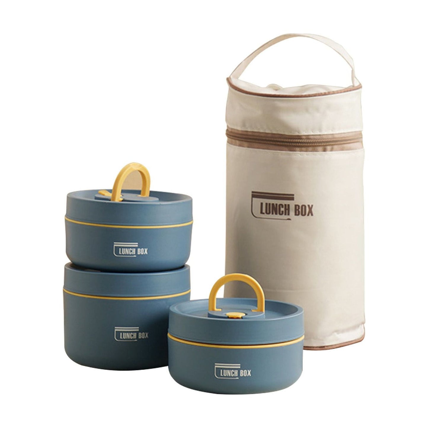 Home Portable Insulated Bento Lunch Box Set for Adult, 4Sizes Vacuum lunch box, to Keep Food Warm or Cool, Thermal Food Containers for Fruits and Sauces, Durable and Leak-Proof(Brown,4.5x4.5x3.6") Blue