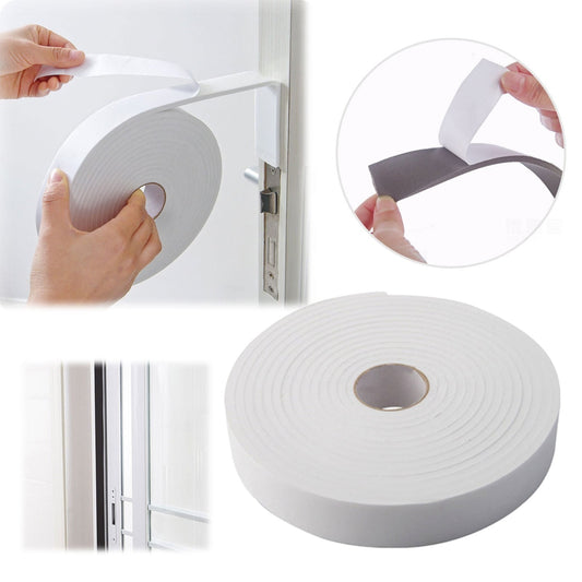 High Density Foam Tape, Weather Stripping, Door Seal Strip Insulation Tape Roll for Insulating Door Frame, Window, Air Conditioner, Self Adhesive Sealing Weatherstrip, 16.4 FT 16.4' White
