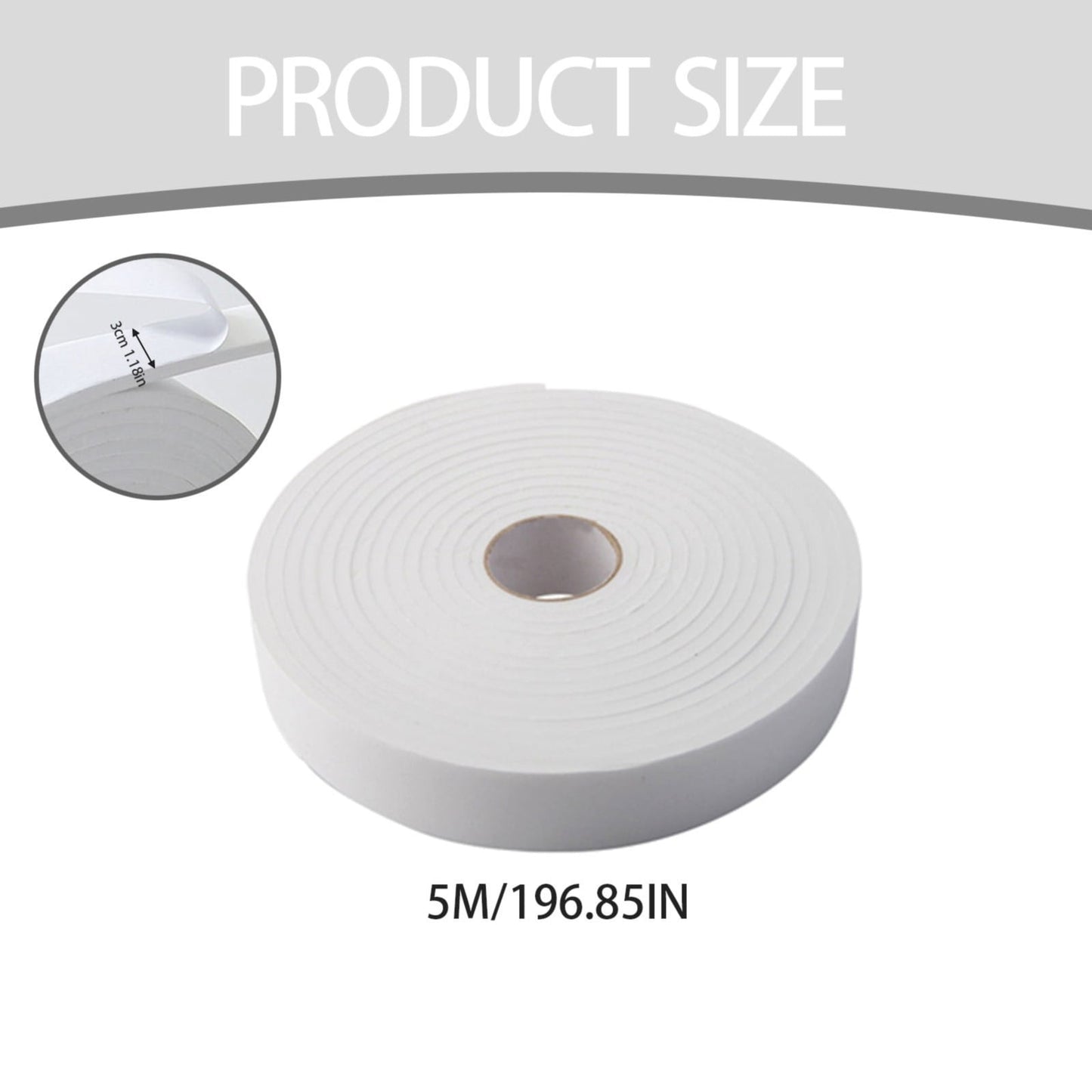High Density Foam Tape, Weather Stripping, Door Seal Strip Insulation Tape Roll for Insulating Door Frame, Window, Air Conditioner, Self Adhesive Sealing Weatherstrip, 16.4 FT 16.4' White