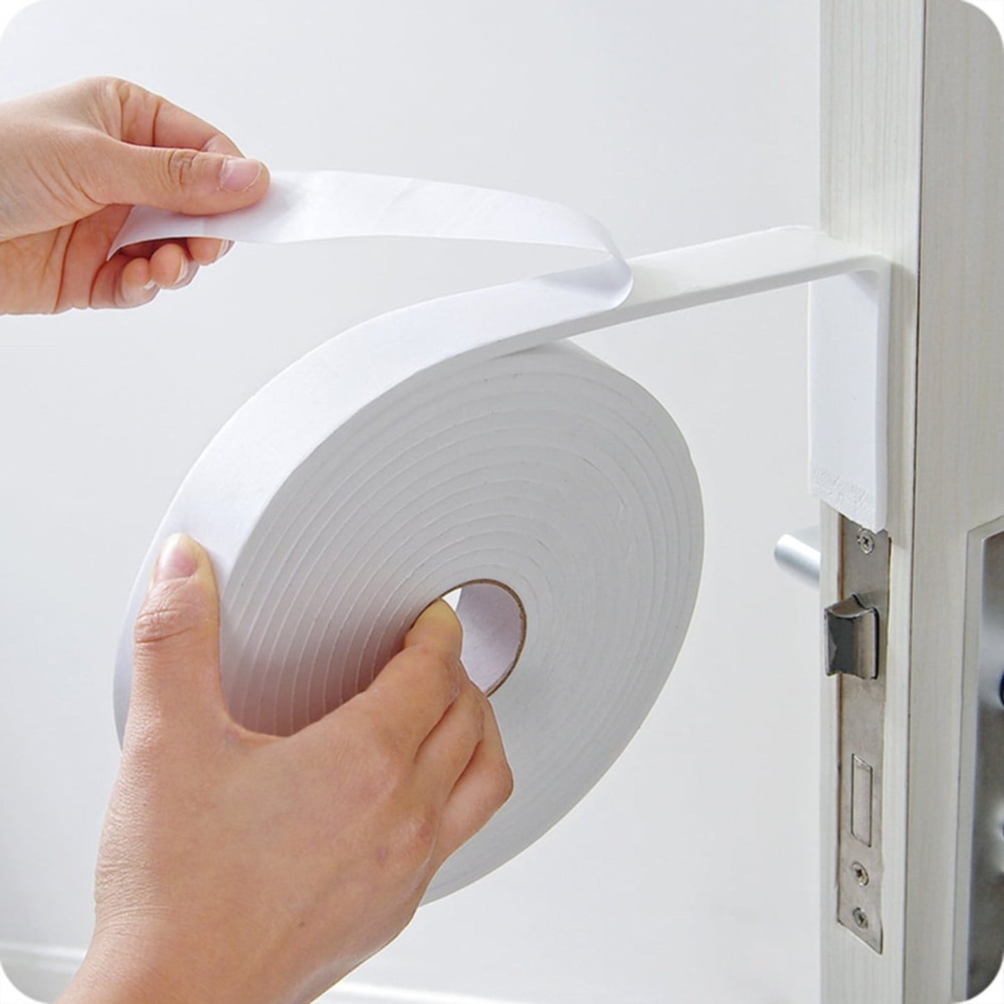 High Density Foam Tape, Weather Stripping, Door Seal Strip Insulation Tape Roll for Insulating Door Frame, Window, Air Conditioner, Self Adhesive Sealing Weatherstrip, 16.4 FT 16.4' White