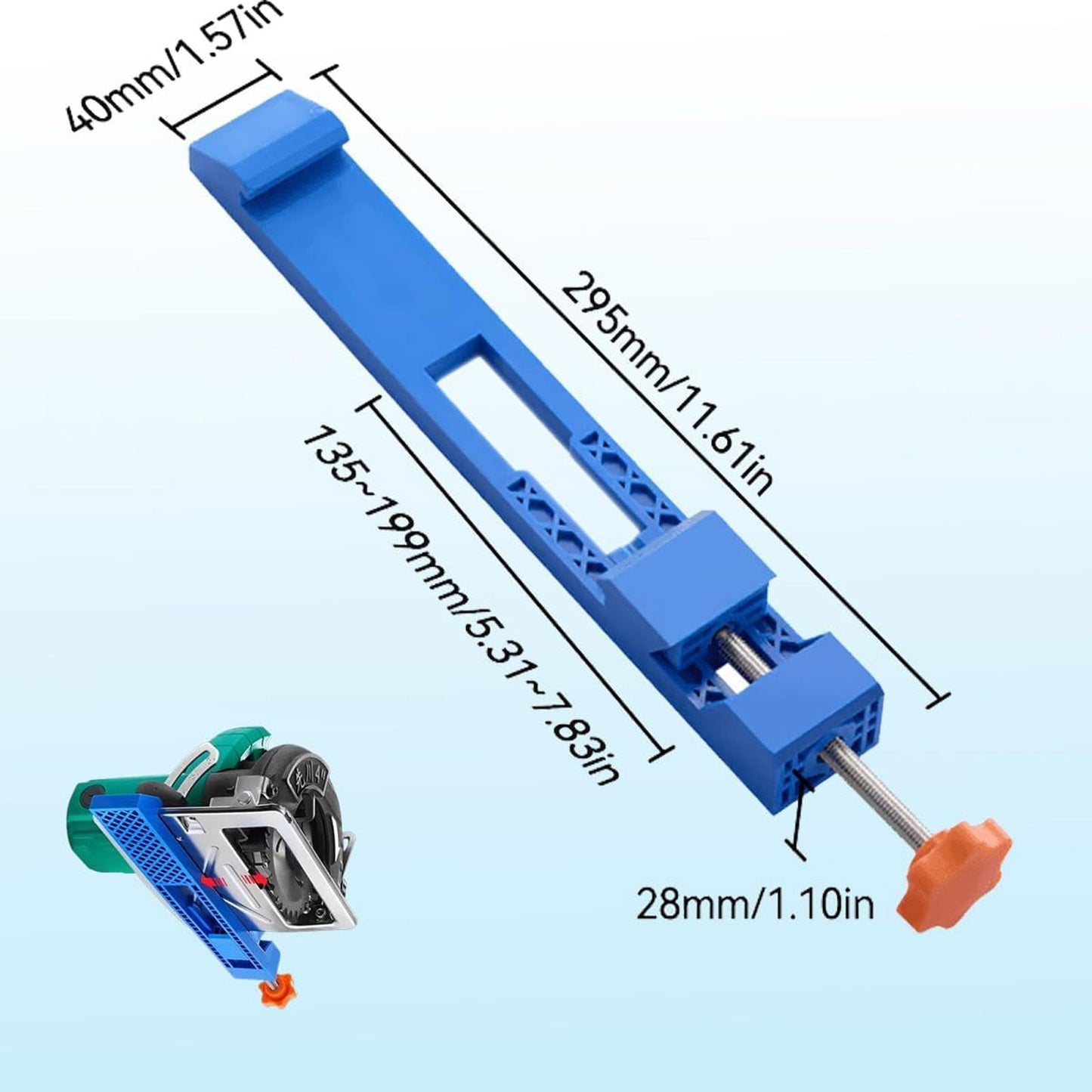 Adjustable Cutting Machine Base Guide, Electric Circular Saw Milling Positioning Clamp, Precision Wood Cutting Guide Cutting Machine Base Guide for Cutting and Milling Tasks, 1.57x11.61 1.57" x 11.61" Blue