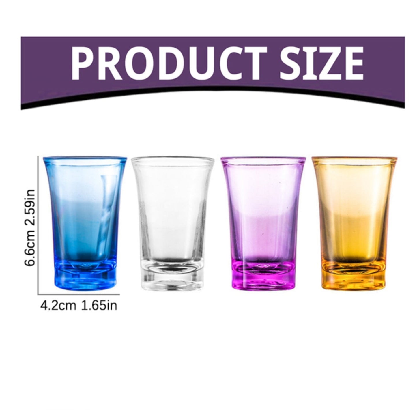 1 Pack Heavy Base Multicolor Shot Glasses Set, 1.2 oz Colorful Shot Bulk, Clear Shot Glass, Tequila Cups Small Glass, Shot Glasses for Whiskey, Tequila, Vodka, Spirits & Liquors(Blue,1.7x1.7x2.6") Yellow