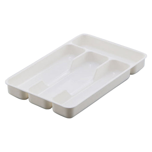 Small Silverware Tray, Heavy Duty Plastic Cutlery Tray, Durable Small Silverware Organizer, Keeps forks and spoons perfectly stacked, 1 Pack, 10.7x6.9 10.7" x 6.9" White
