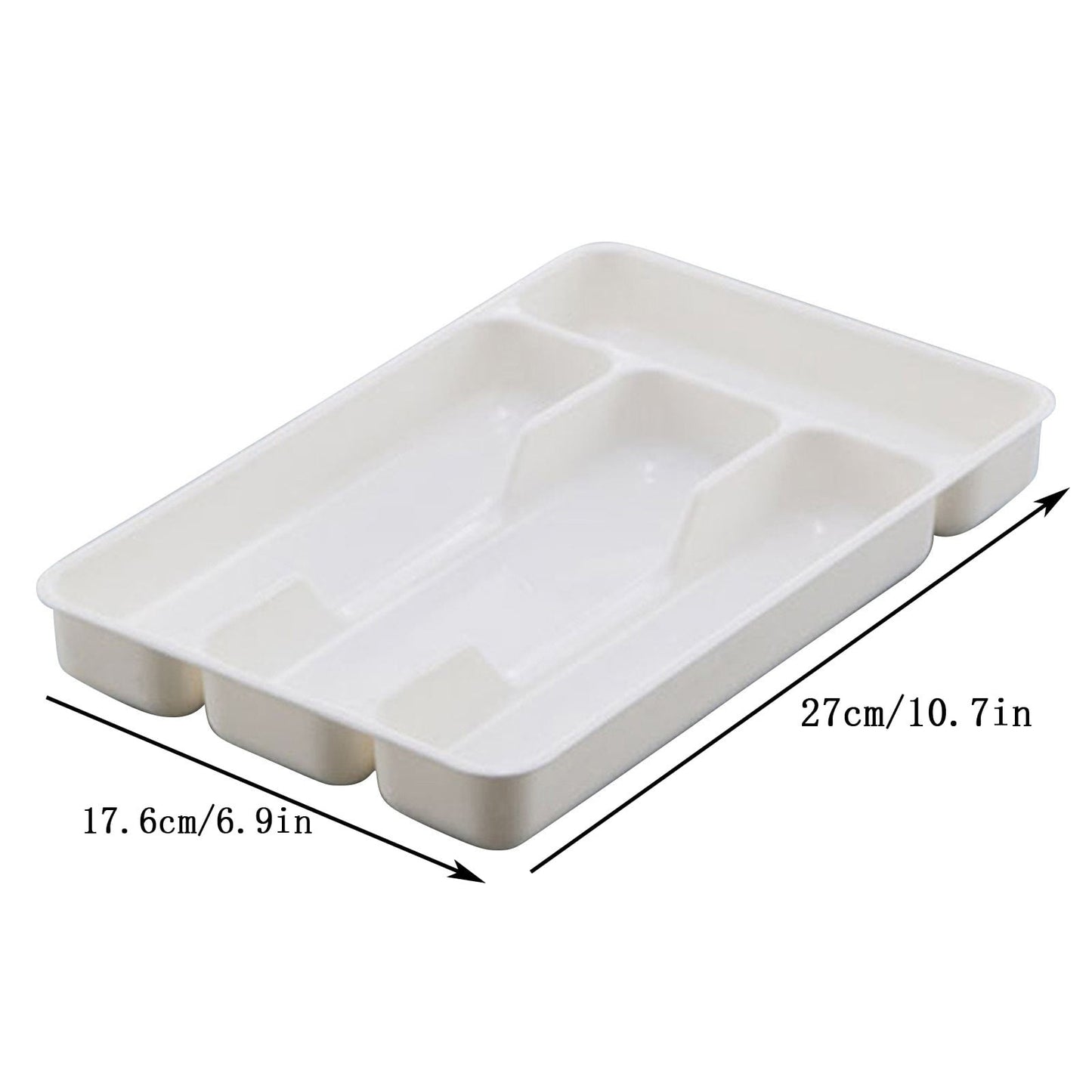 Small Silverware Tray, Heavy Duty Plastic Cutlery Tray, Durable Small Silverware Organizer, Keeps forks and spoons perfectly stacked, 1 Pack, 10.7x6.9 10.7" x 6.9" White