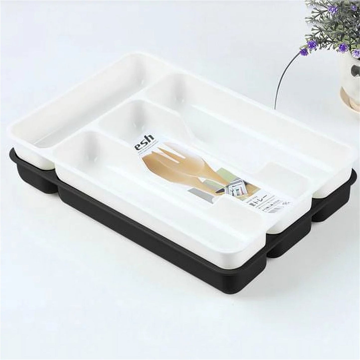 Small Silverware Tray, Heavy Duty Plastic Cutlery Tray, Durable Small Silverware Organizer, Keeps forks and spoons perfectly stacked, 1 Pack, 10.7x6.9 10.7" x 6.9" White