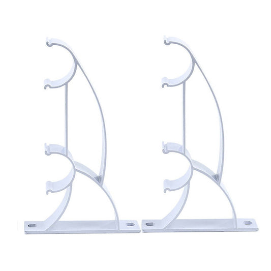 Curtain Rod Bracket, Double Curtain Rod Holder, Heavy Duty Curtain Rod Brackets, Drapery Wall Rods Bracket Holders, Curtain Rod Hooks for 1in Curtain Rods, 2 Pack, 5.12x3.15x0.79 5.12" x 3.15" x 0.79" White