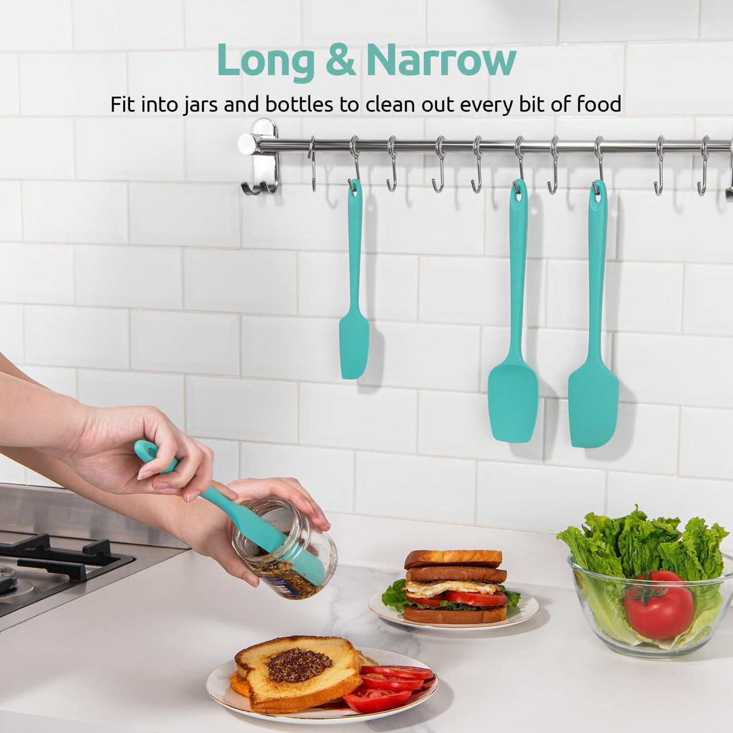 Silicone Spatula Set of 4,Heat-Resistant Up to 450°F for Baking and Cooking,Food-Grade Flexible Design with Ergonomic Handles,Prevents Scratches on Cookware,Ideal for Cake Decorating and Sauces. D
