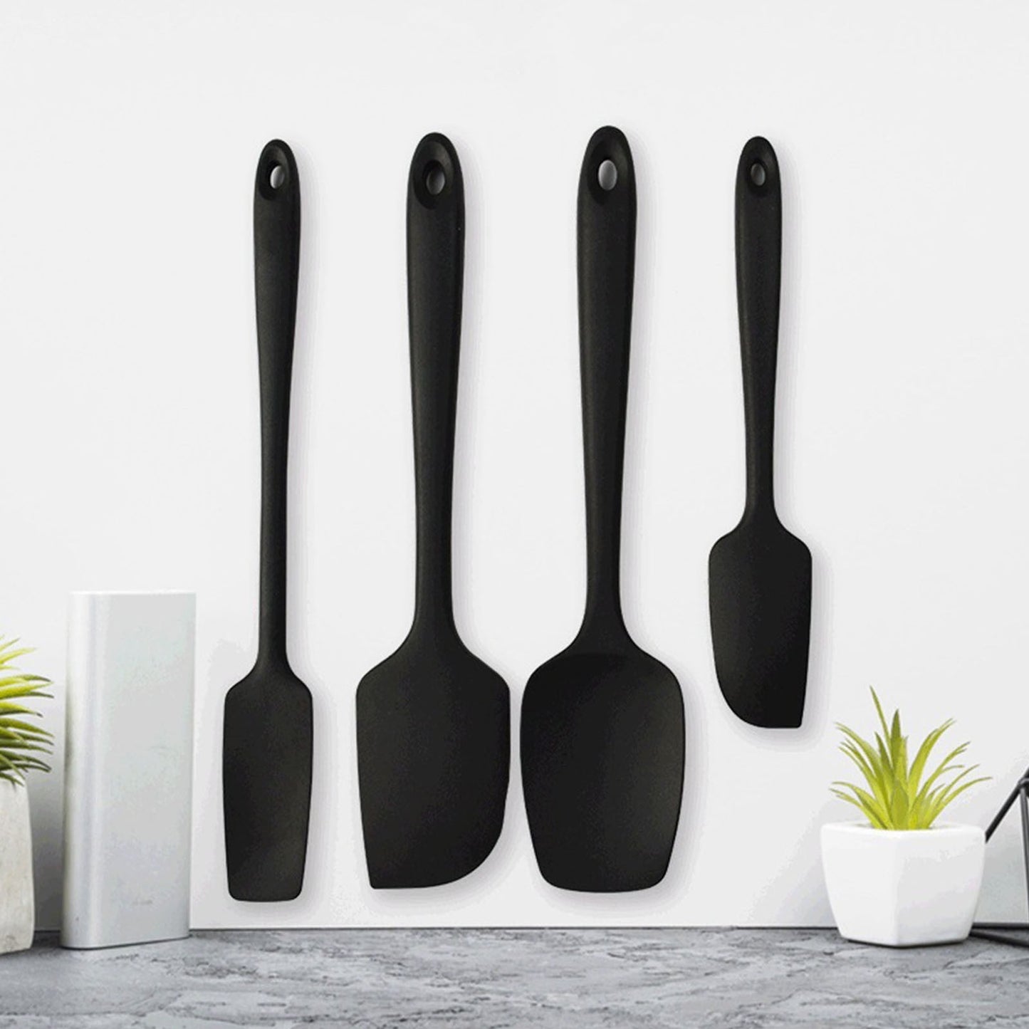 Silicone Spatula Set of 4,Heat-Resistant Up to 450°F for Baking and Cooking,Food-Grade Flexible Design with Ergonomic Handles,Prevents Scratches on Cookware,Ideal for Cake Decorating and Sauces. D