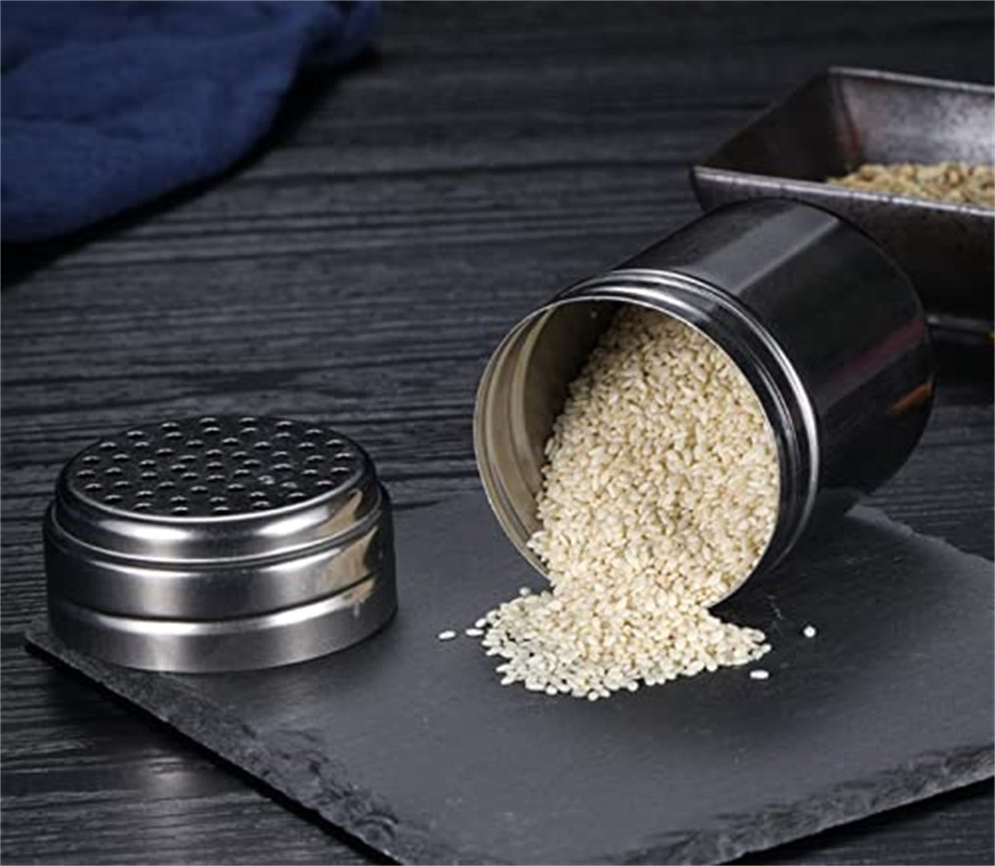 Stainless Steel Spice Shakers, Heavy Duty Salt Sugar Spice Pepper Shaker, Seasoning Cans For Kitchen Cooking and Outdoor Barbecue, 1 Pcs, 3.14x2.28 3.14" x 2.28" Silver