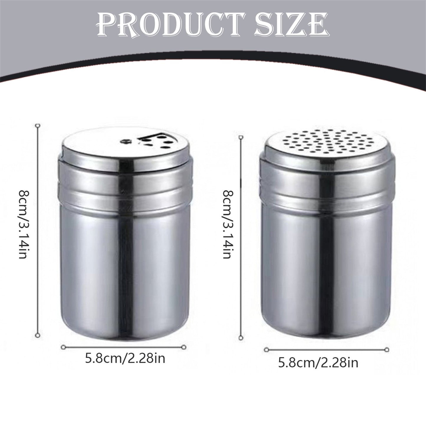 Stainless Steel Spice Shakers, Heavy Duty Salt Sugar Spice Pepper Shaker, Seasoning Cans For Kitchen Cooking and Outdoor Barbecue, 1 Pcs, 3.14x2.28 3.14" x 2.28" Silver1